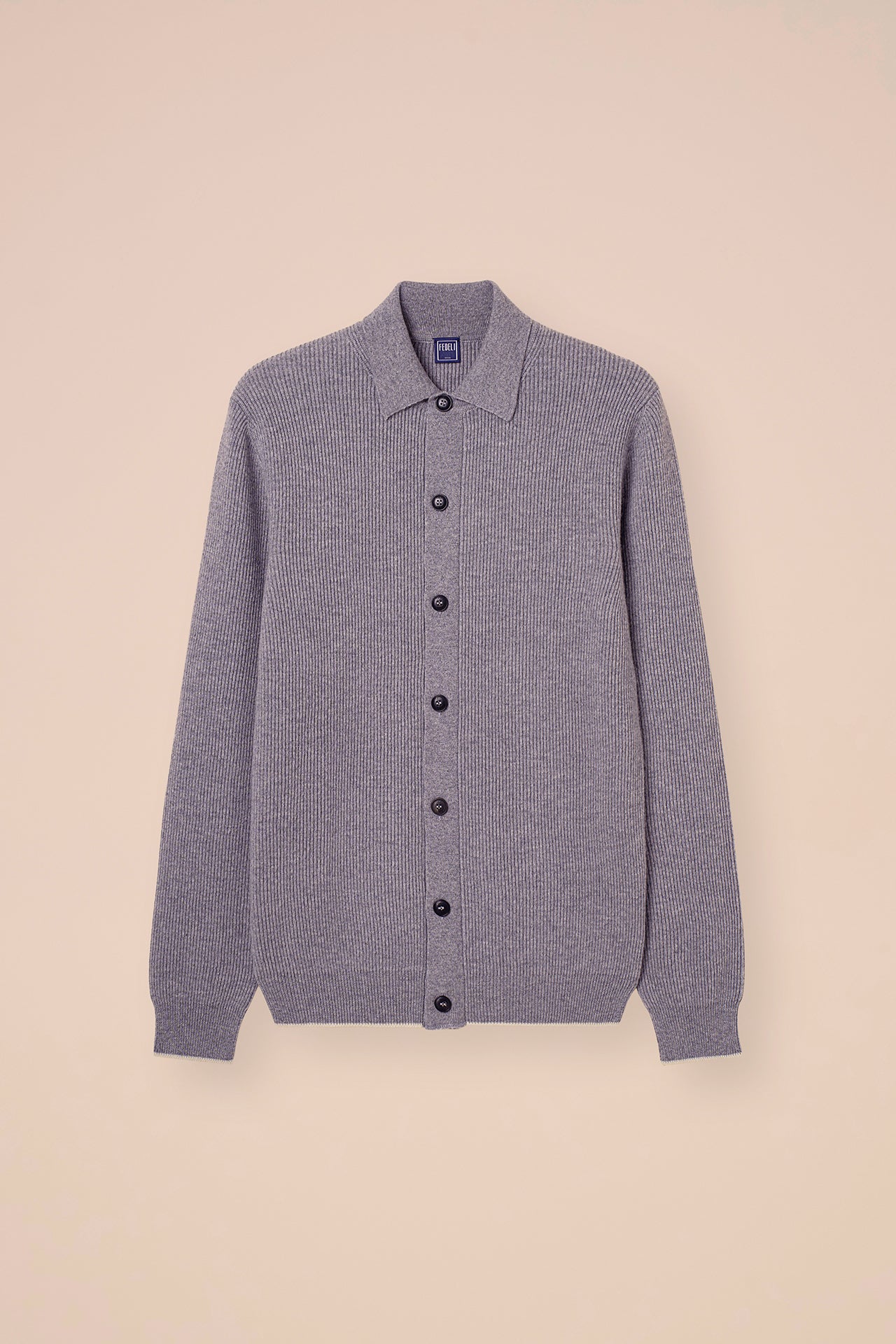 One Cashmere Knit Shirt - Bicolor - COFFEE