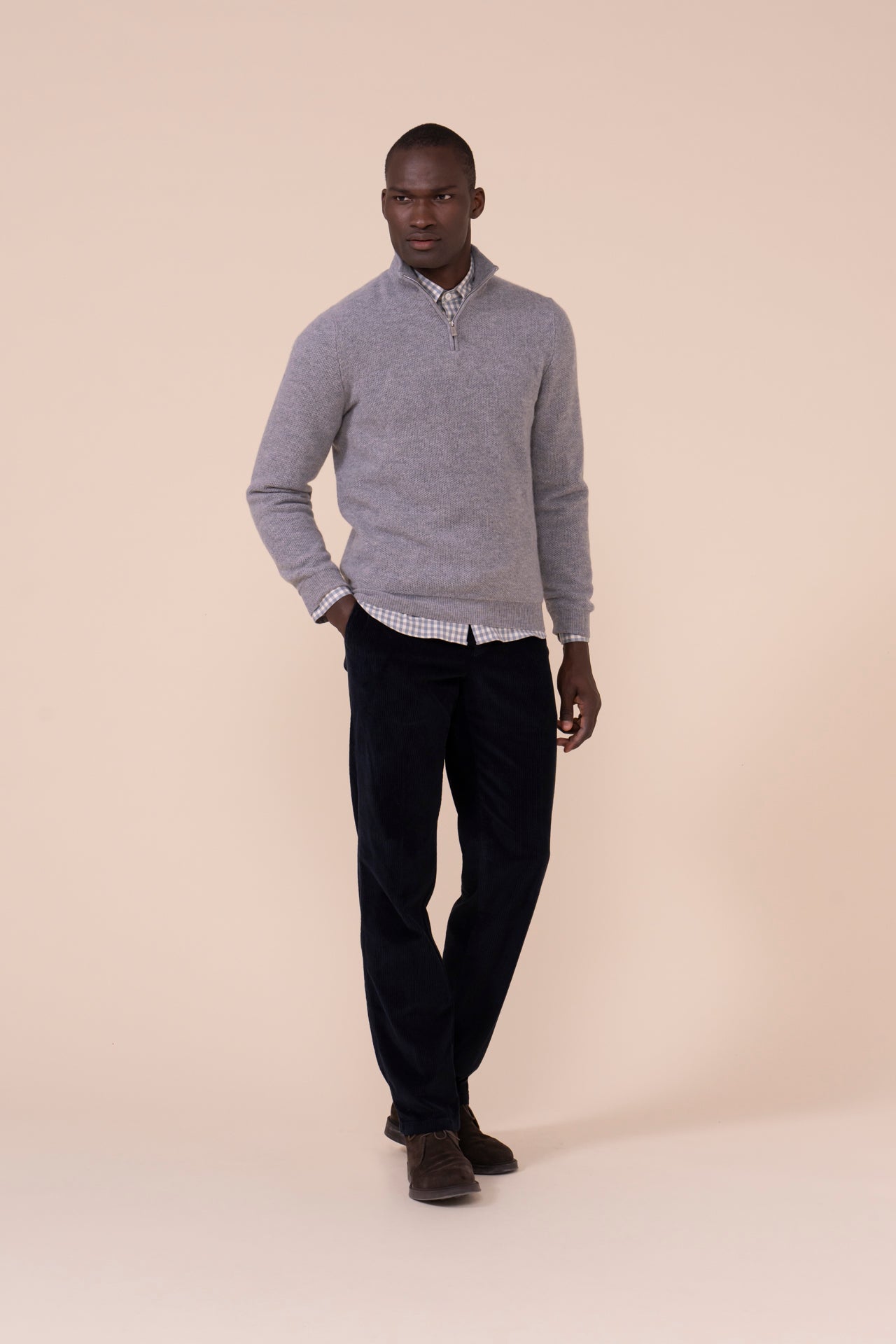 Ape maglia in cashmere a mezza zip - GRAY