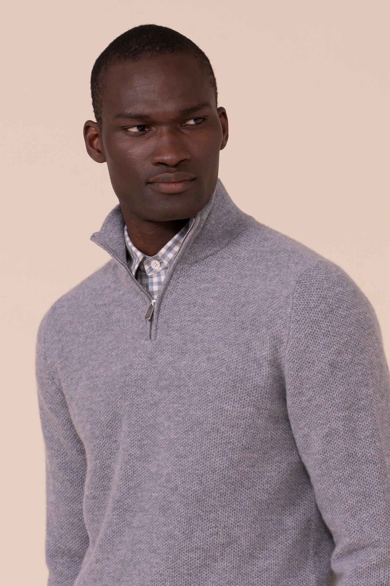 Ape maglia in cashmere a mezza zip - GRAY