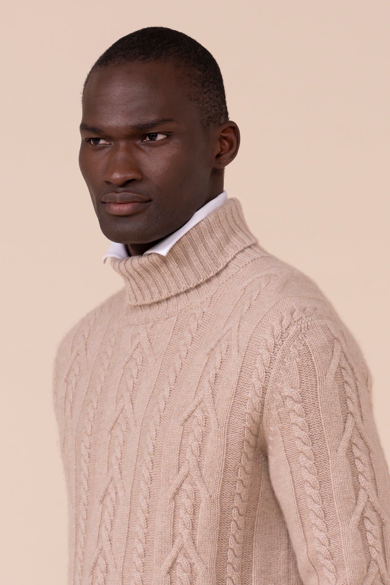Moena Cashmere Turtleneck - ALMOND