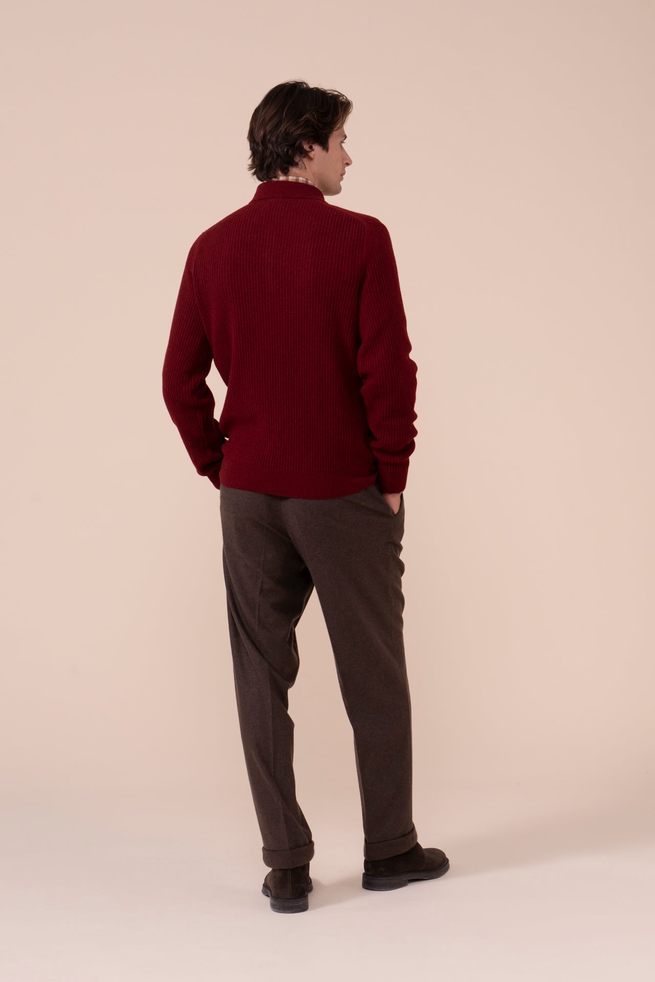 Spider polo in maglia di cashmere - MERLOT