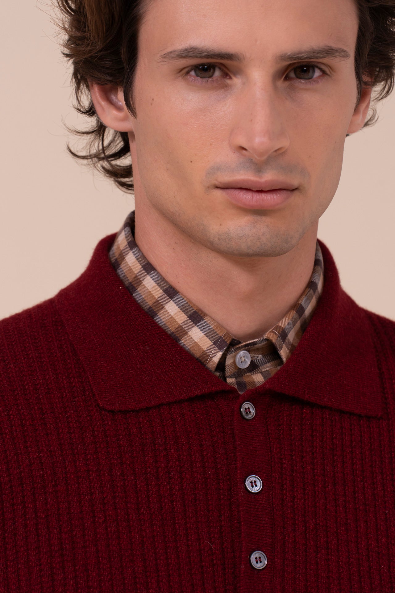 Spider polo in maglia di cashmere - MERLOT