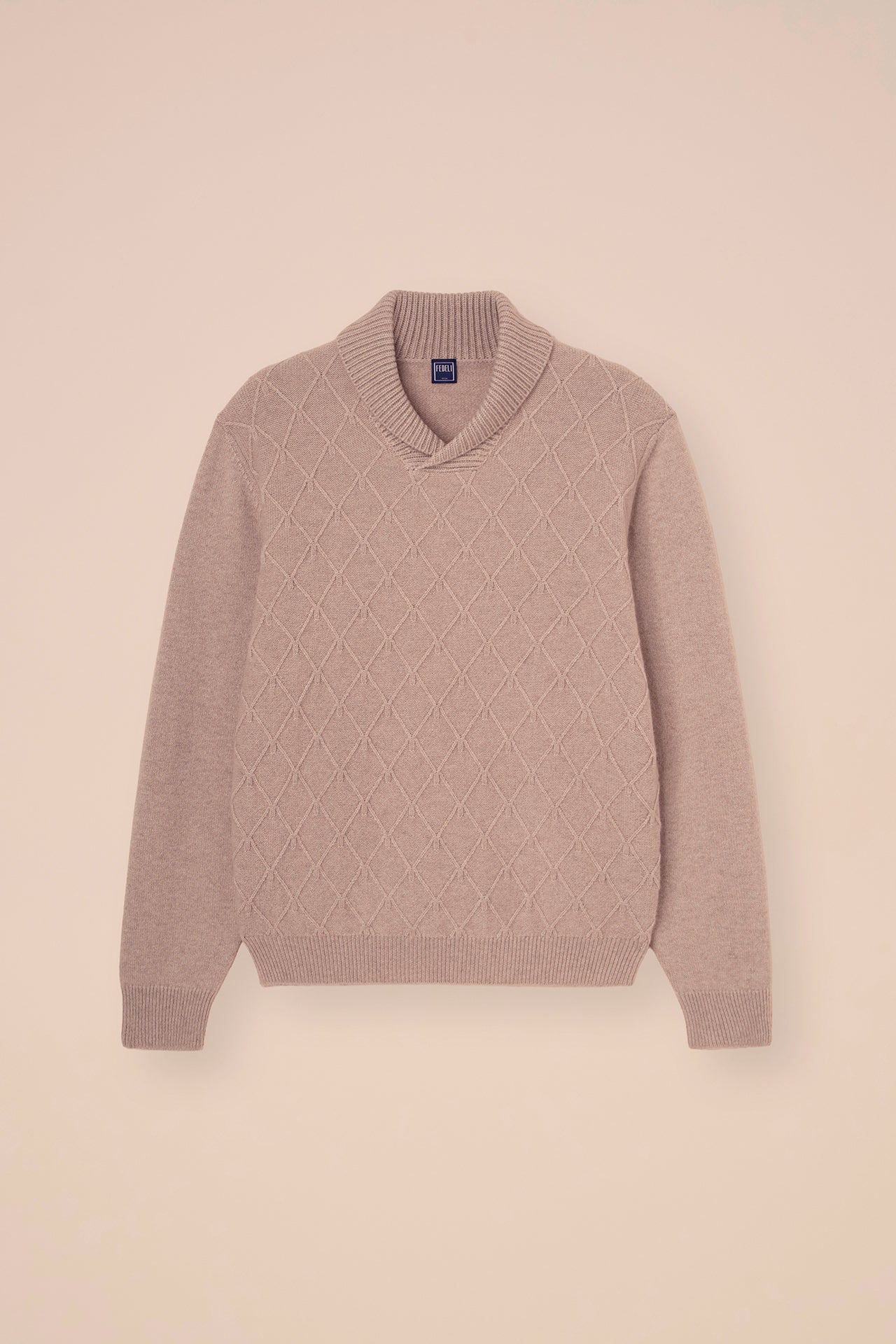 Cross maglia in cashmere con collo a scialle - ALMOND