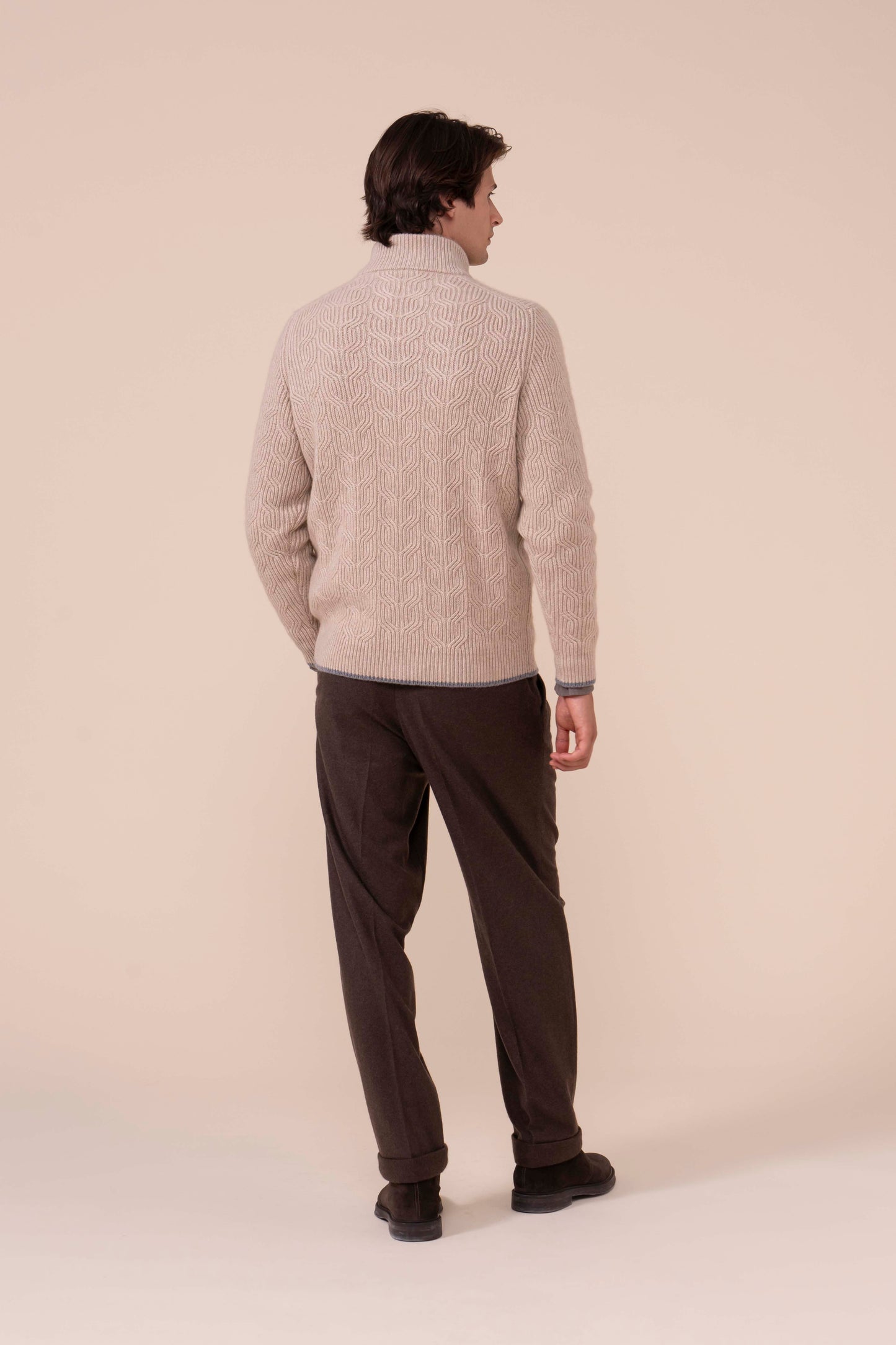Zago Cashmere Full-zip Sweater - Bicolor - ALMOND
