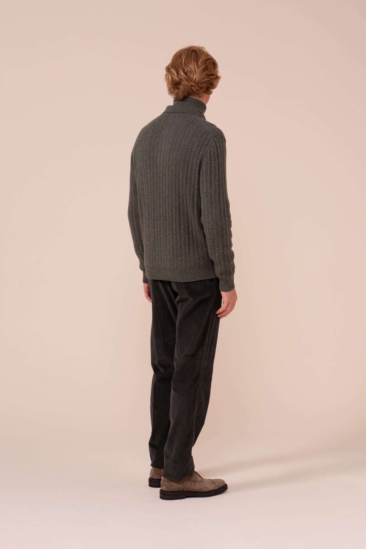 Bormio polo in maglia di cashmere - OLIVEGREENMELANGE