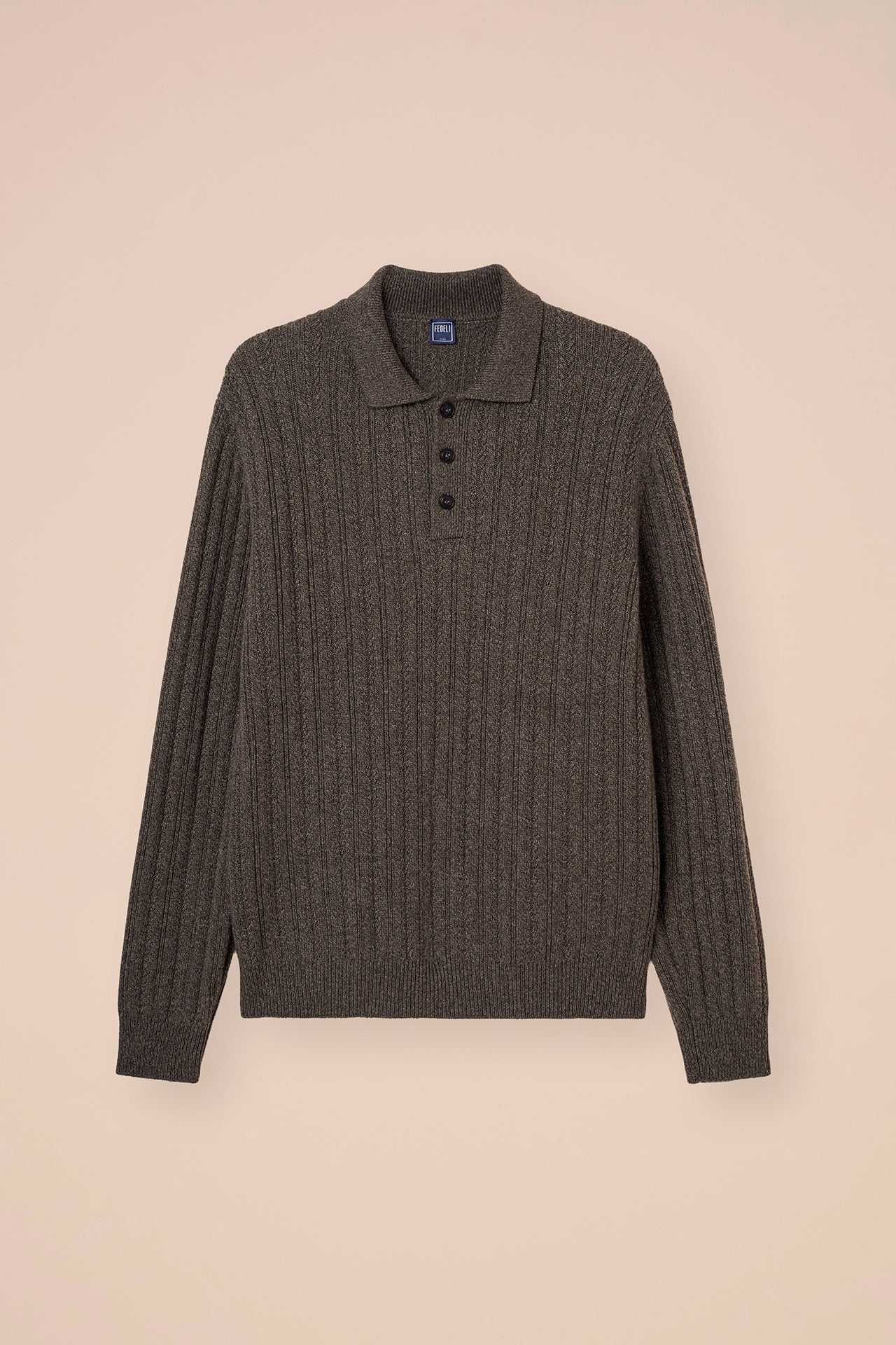 Bormio polo in maglia di cashmere - OLIVEGREENMELANGE