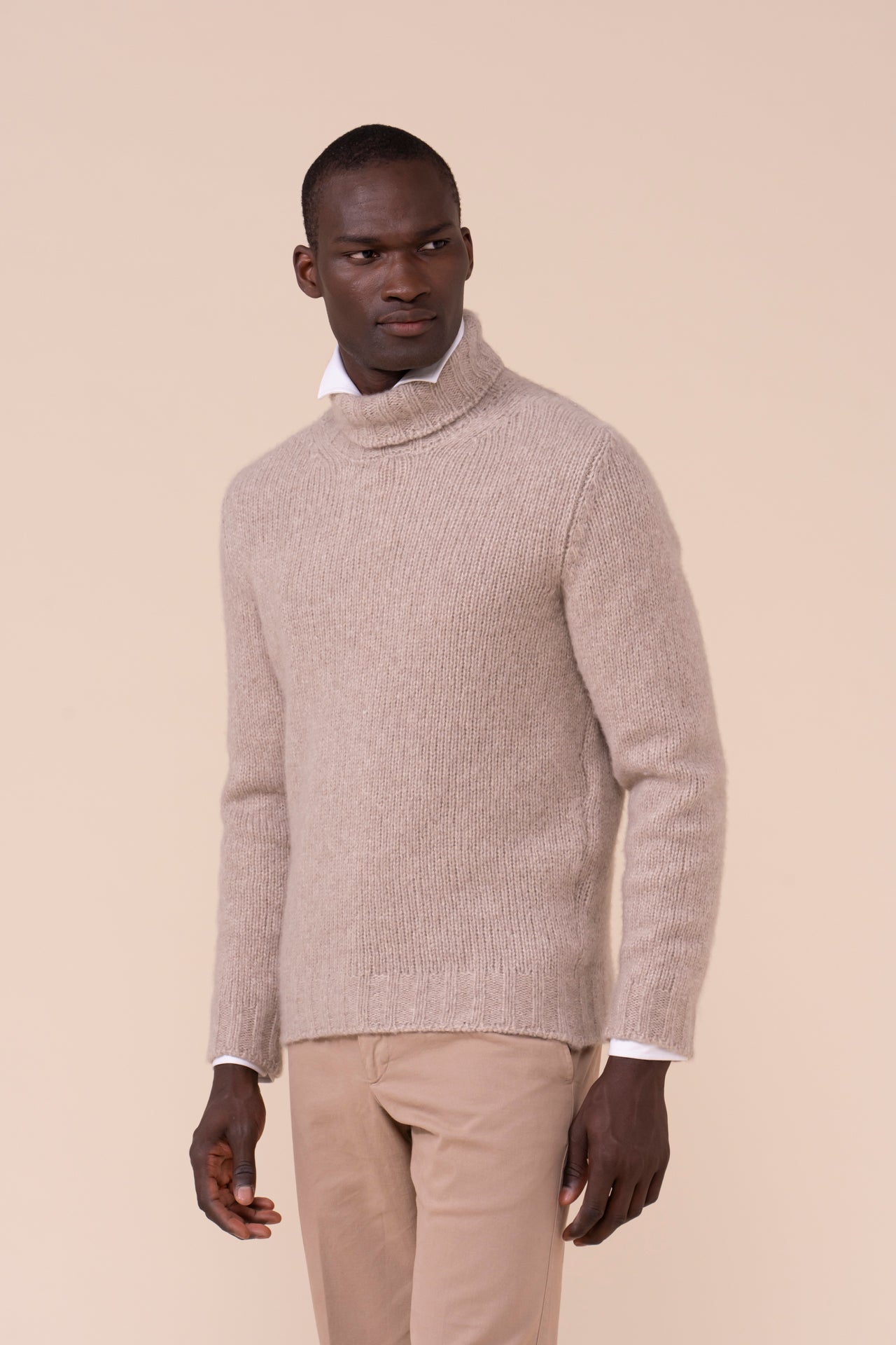 Derby Cashmere Flake Turtleneck - LINEN