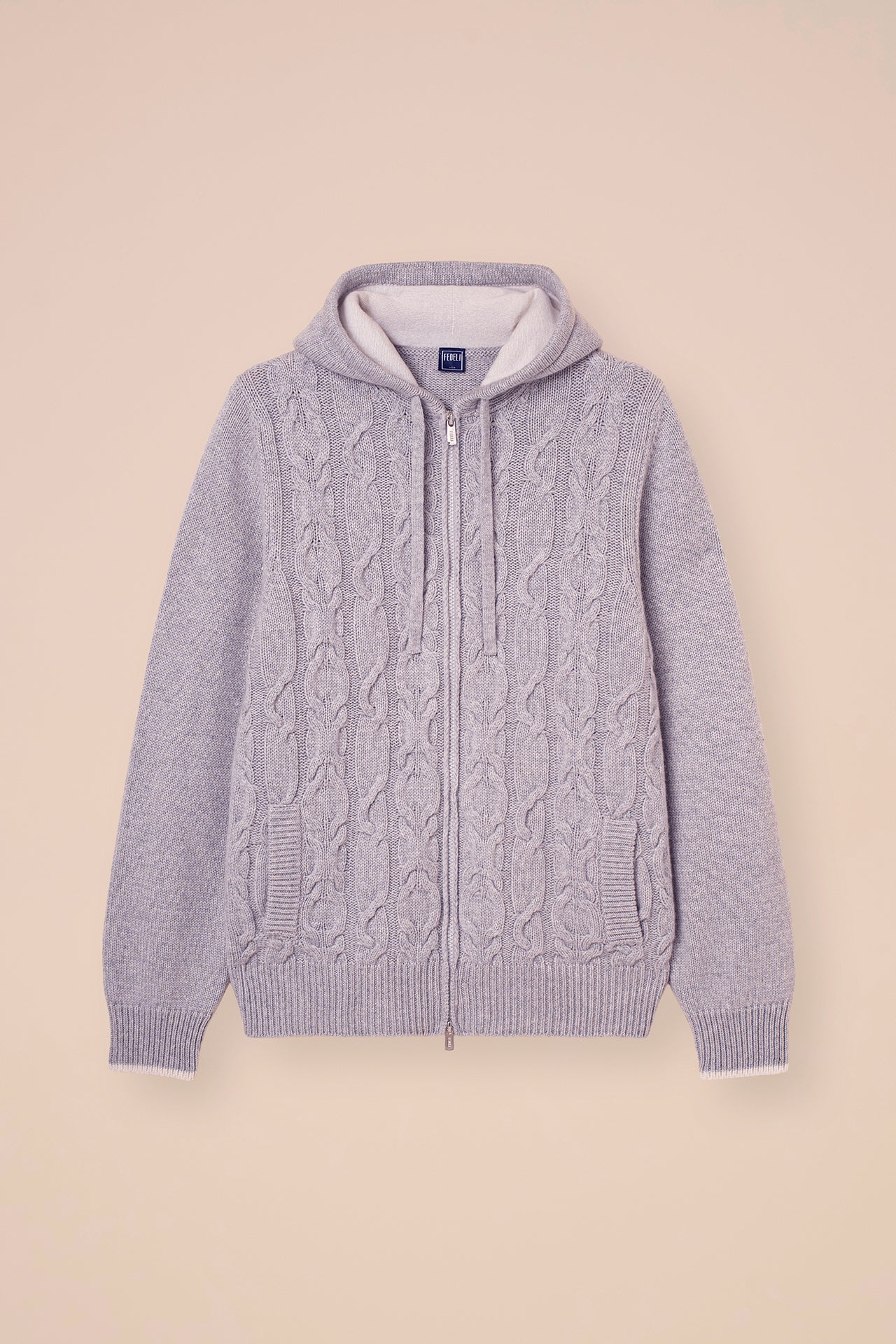 Makalù Cashmere Cable Hoodie - Bicolor - LIGHTGRAY