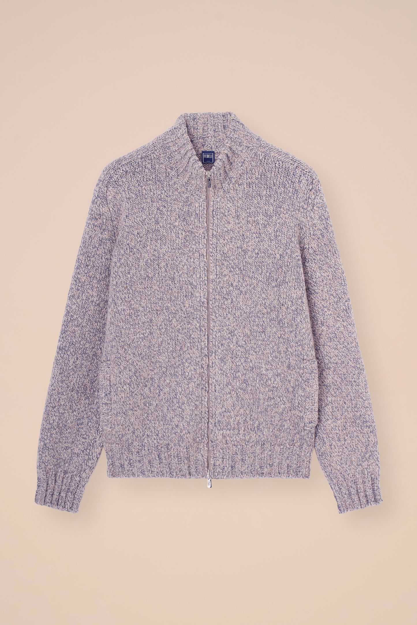 Ribot maglia full zip in cashmere Scotland - GRAY
