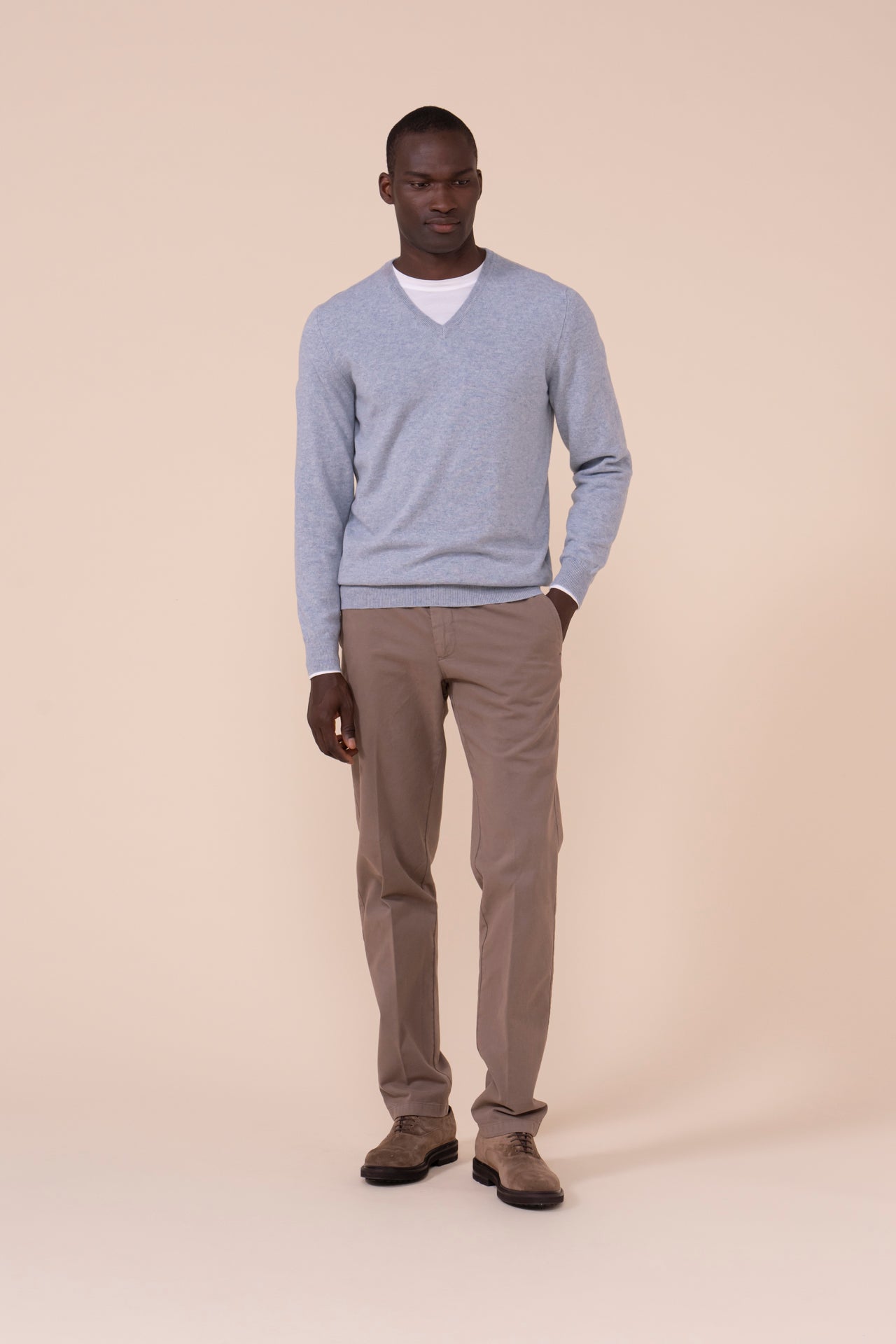 Pull slim v-neck in cashmere - WAVEMELANGE