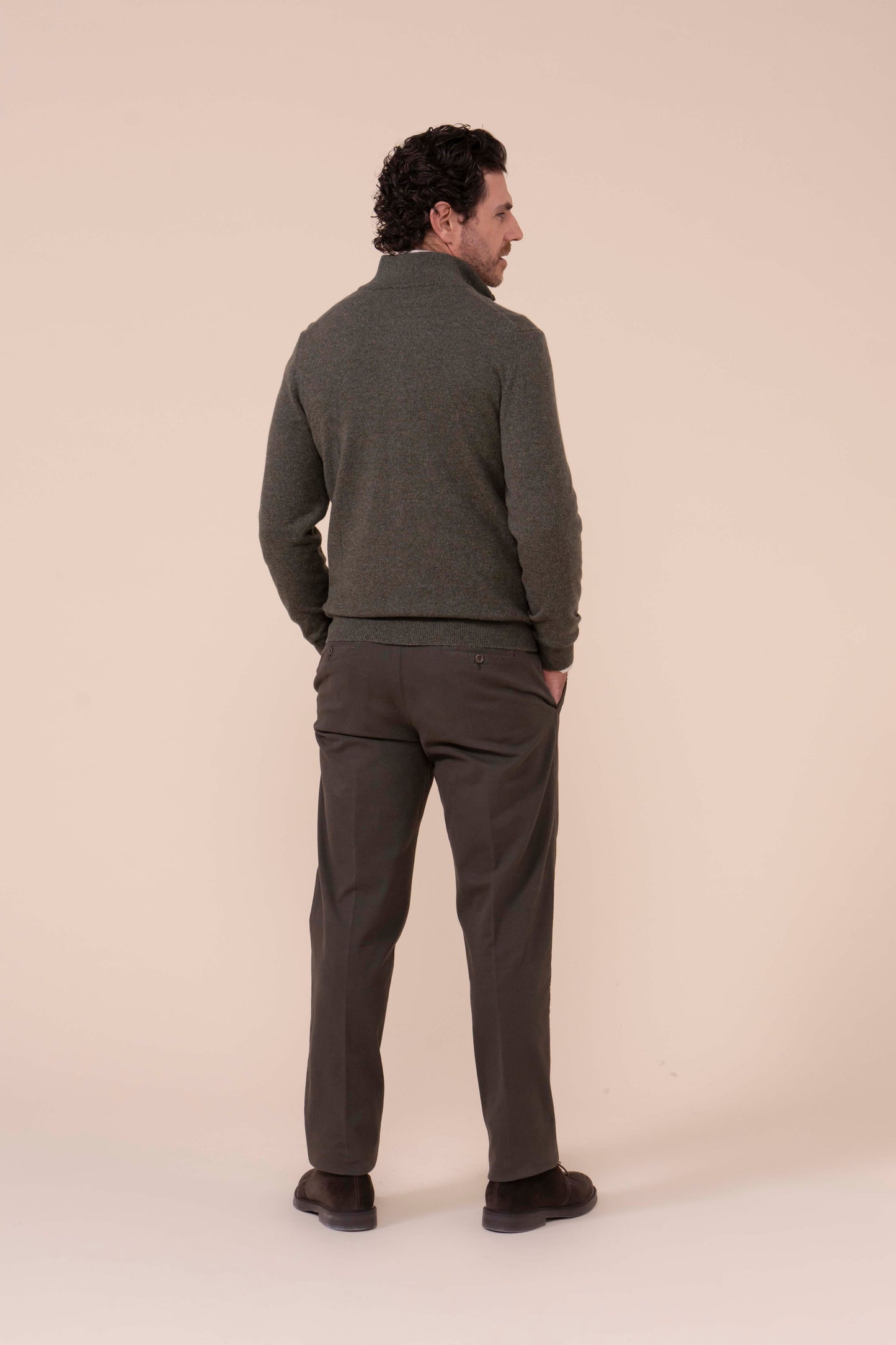 Favonio Cashmere Full-zip Sweater - OLIVEGREENMELANGE