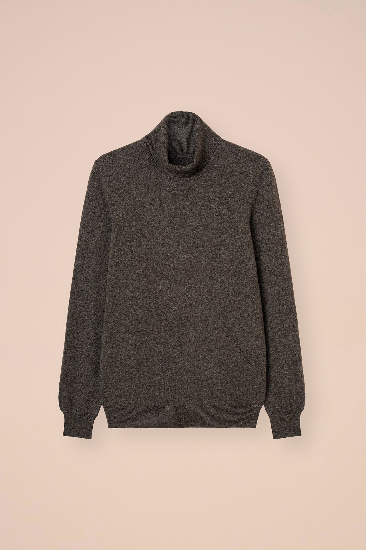 Derby slim maglia in cashmere a collo alto - COFFEE