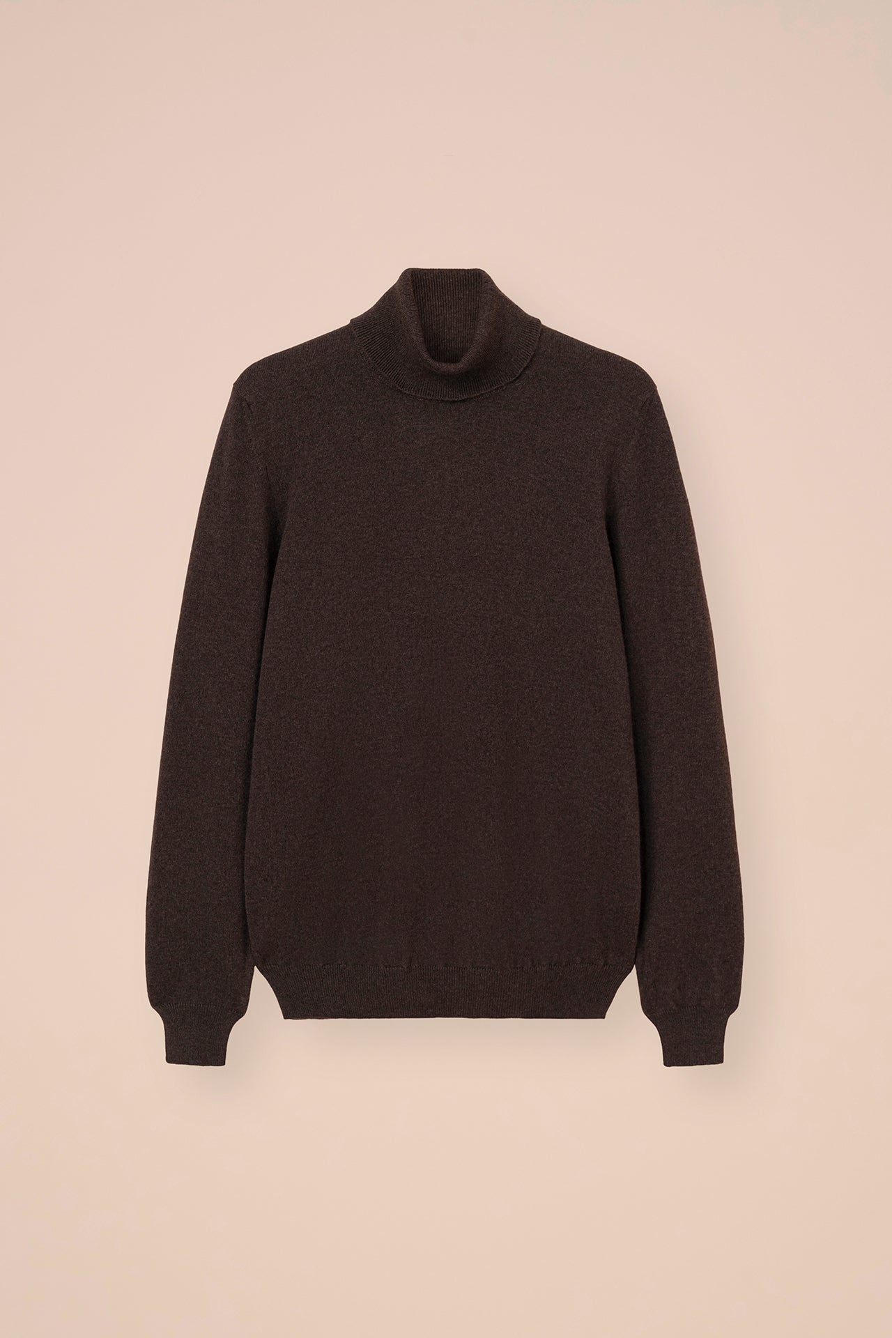 Derby slim maglia in cashmere a collo alto - COFFEE