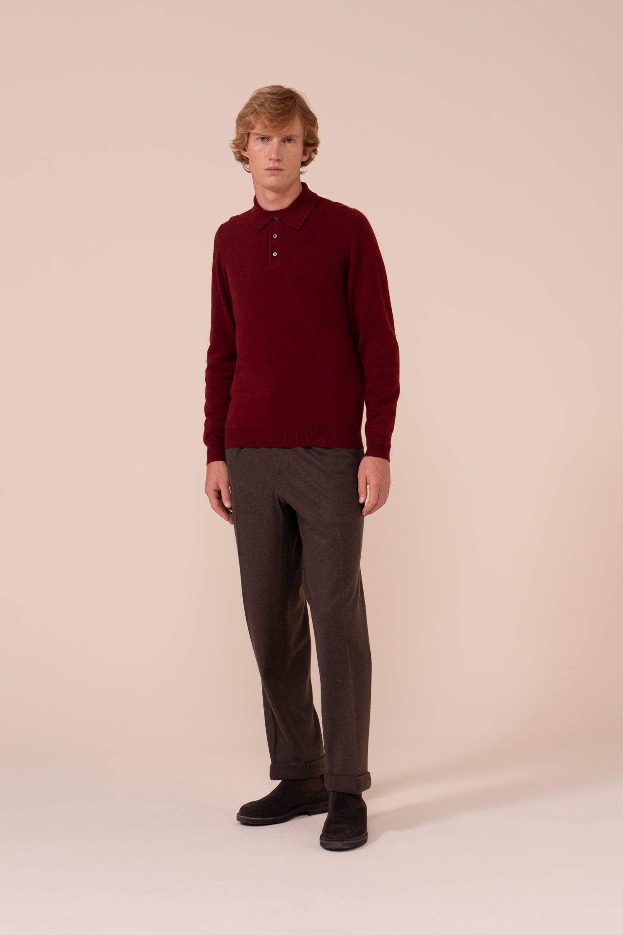 Sportman polo in cashmere e seta - MERLOT