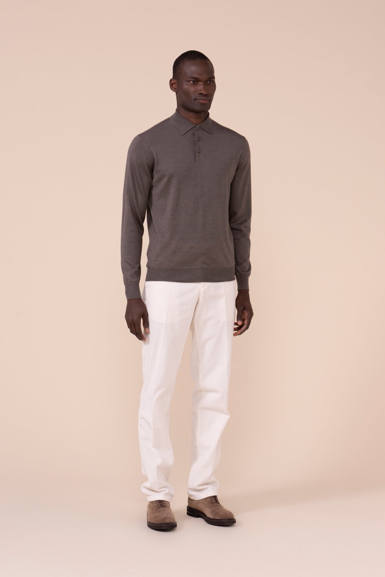 Sportman Cashmere Silk Polo Shirt - DARKGREIGE