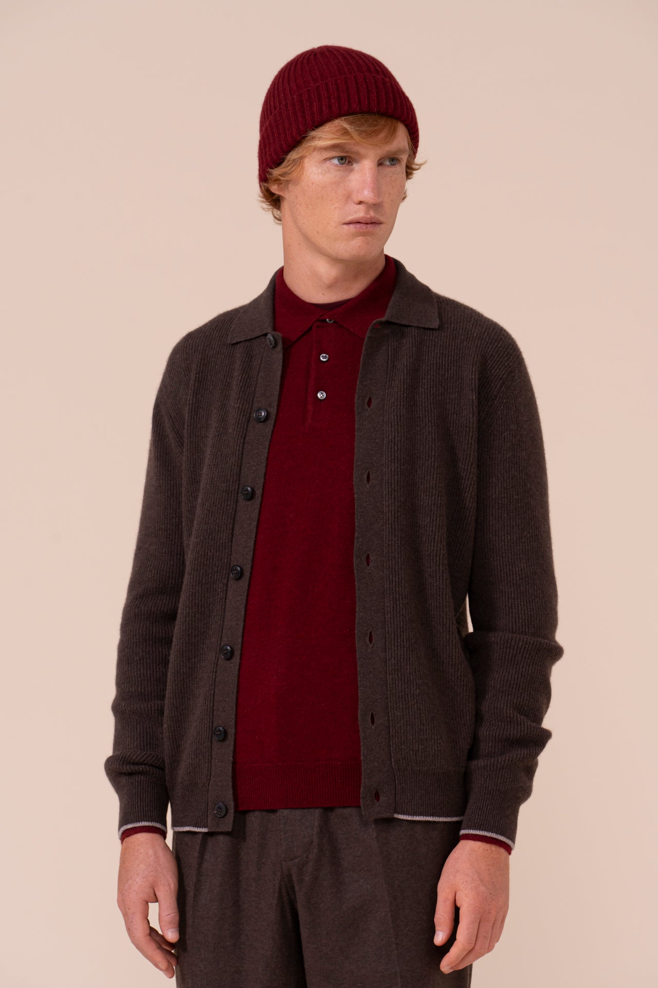 Alfredo cappello in maglia di cashmere - MERLOT