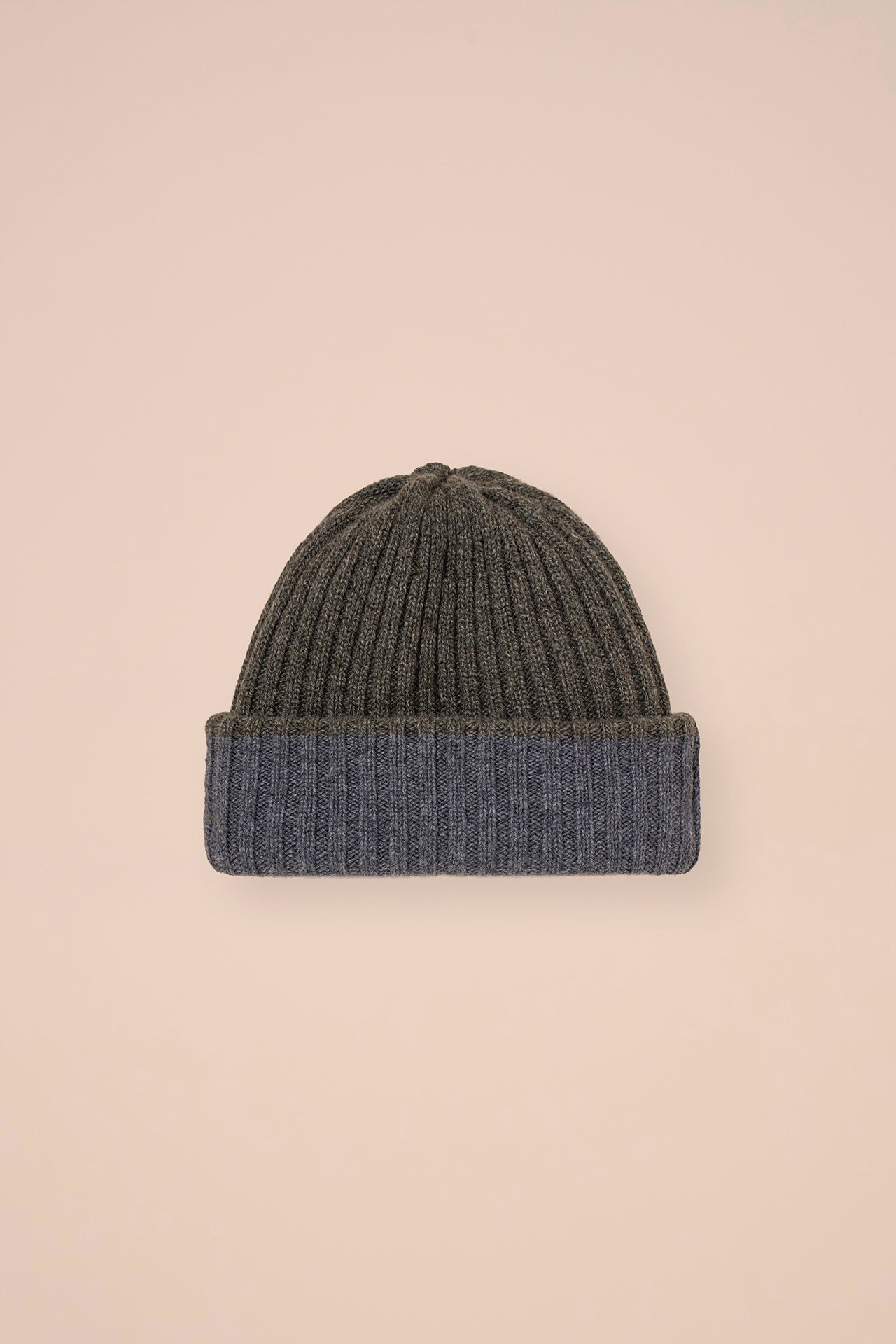 Double Cashmere Beanie - Bicolor - OLIVEGREENMELANGE