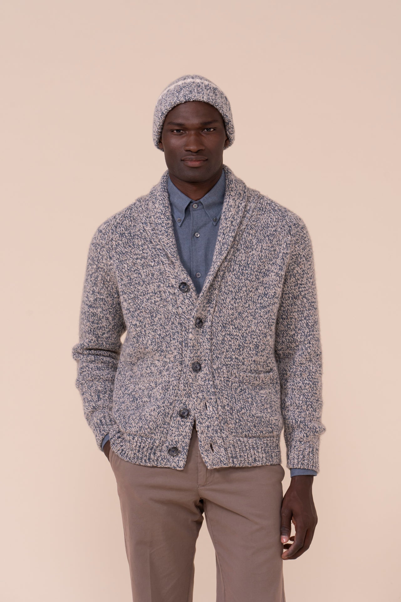 Daddy Scotland Cashmere Beanie - Bicolor - PETROLEUM