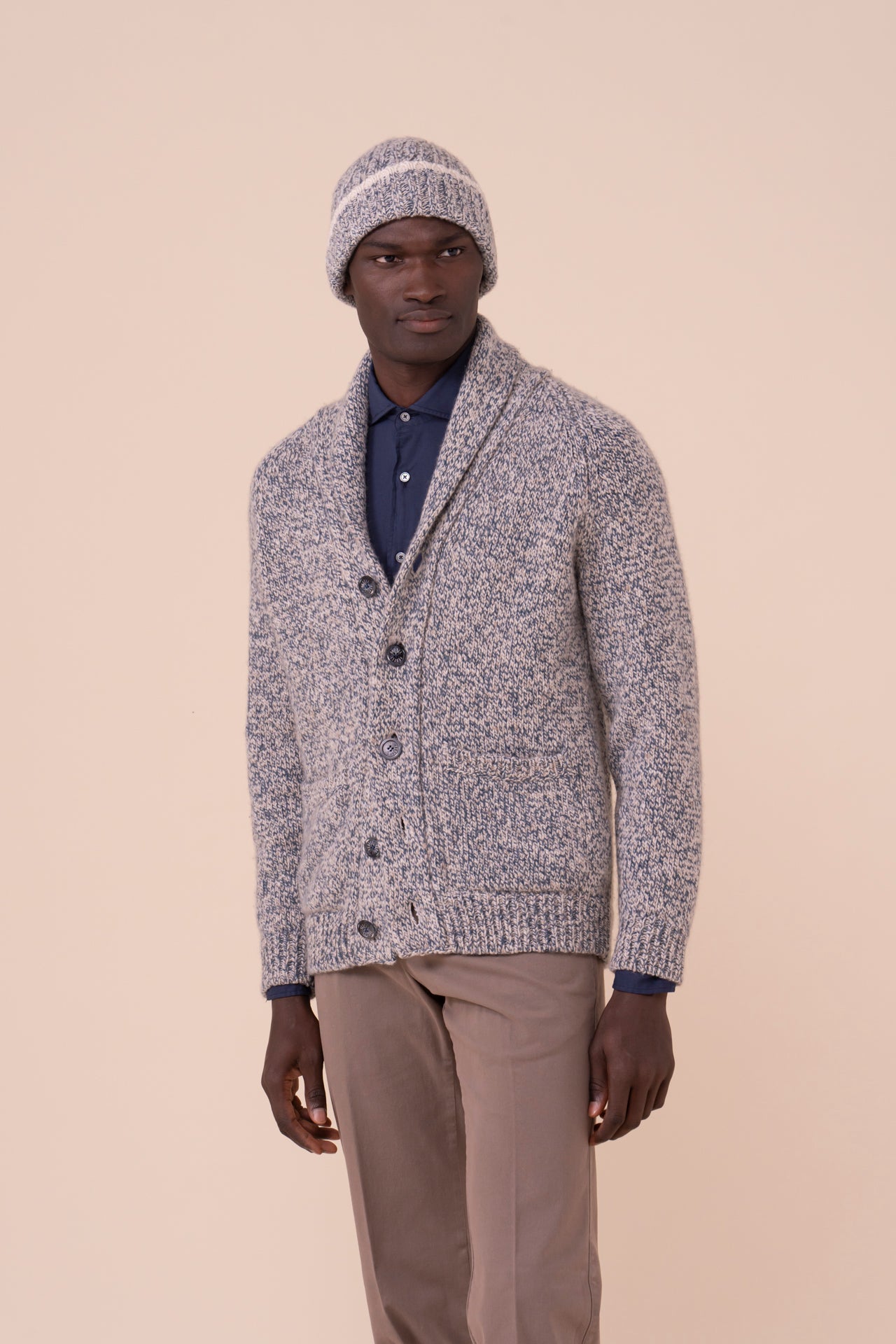 Daddy Scotland Cashmere Beanie - Bicolor - PETROLEUM