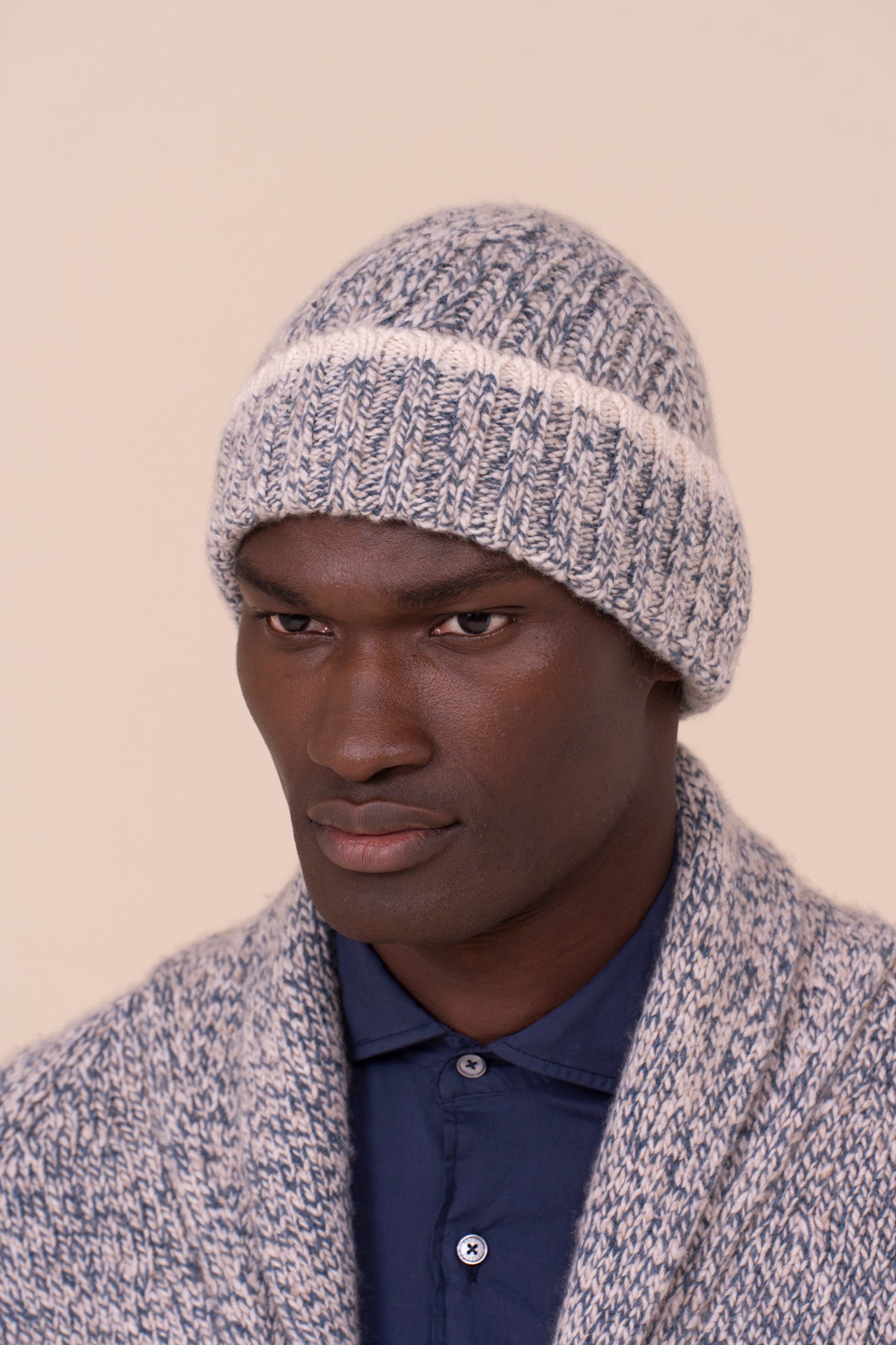 Daddy Scotland Cashmere Beanie - Bicolor - PETROLEUM