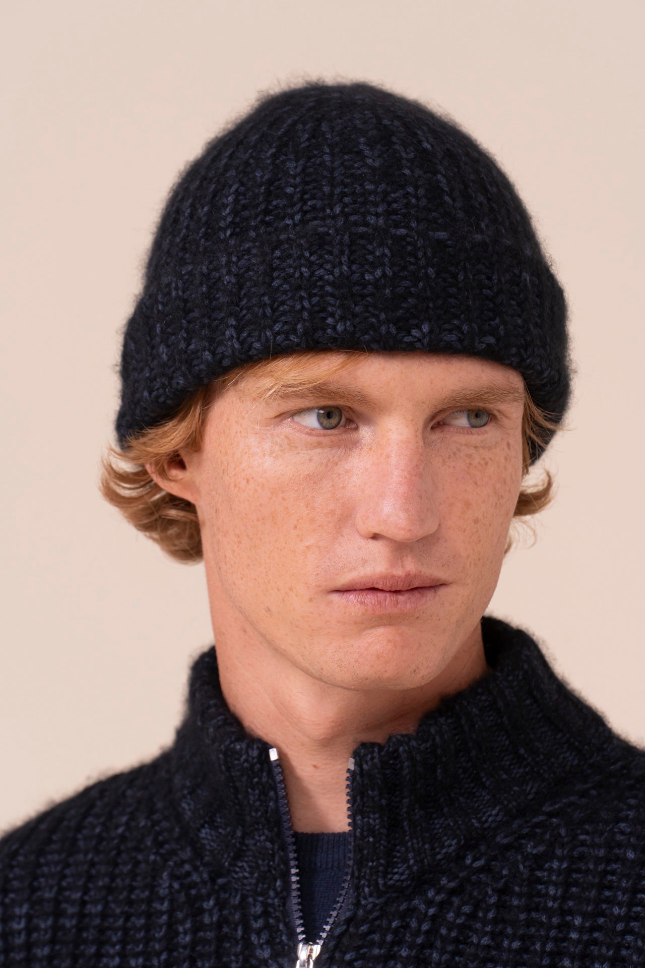 Ghibli Cashmere Piuma Beanie - Bicolor - MIDNIGHTBLUE