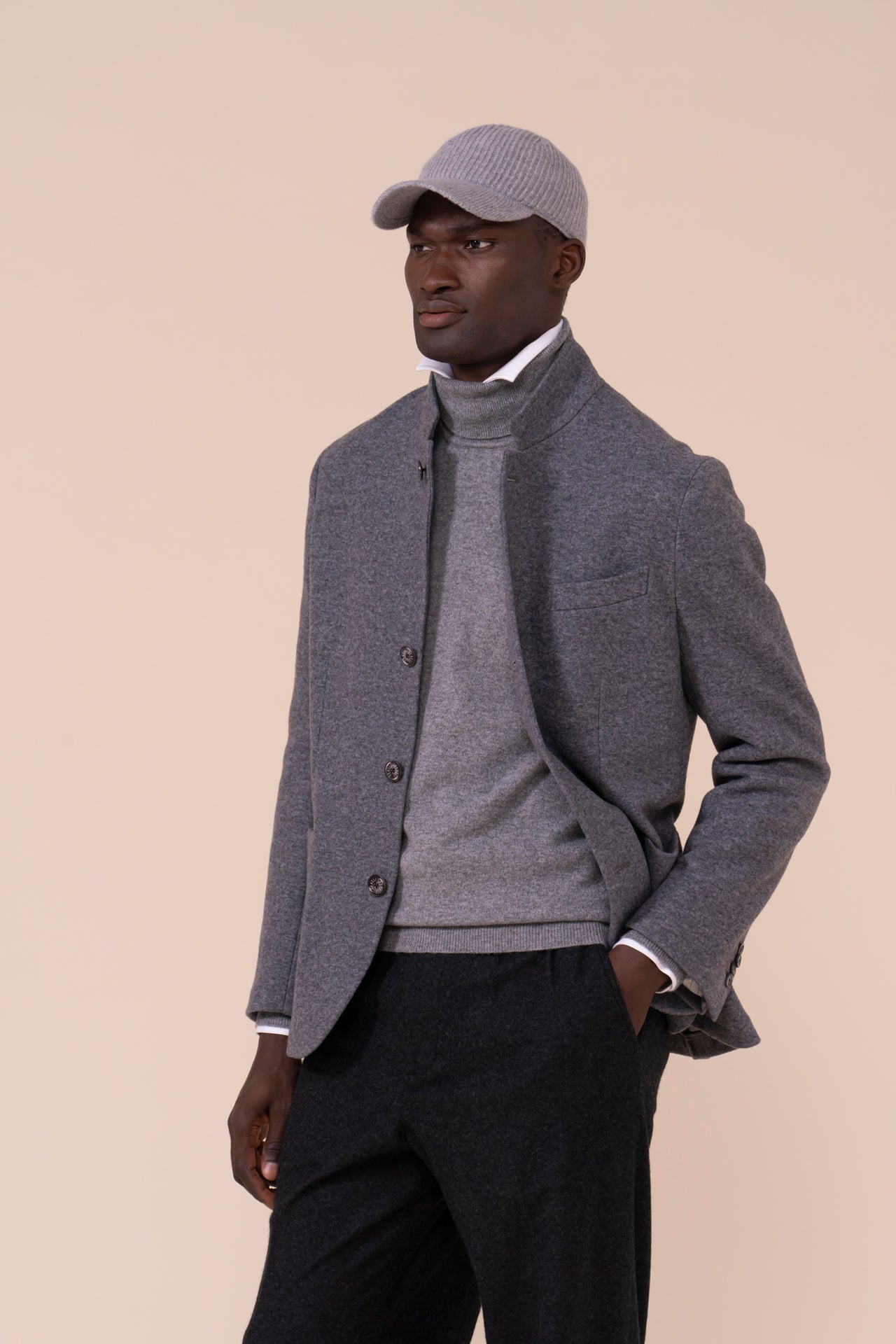 Brit Cashmere Knit Cap - GRAY