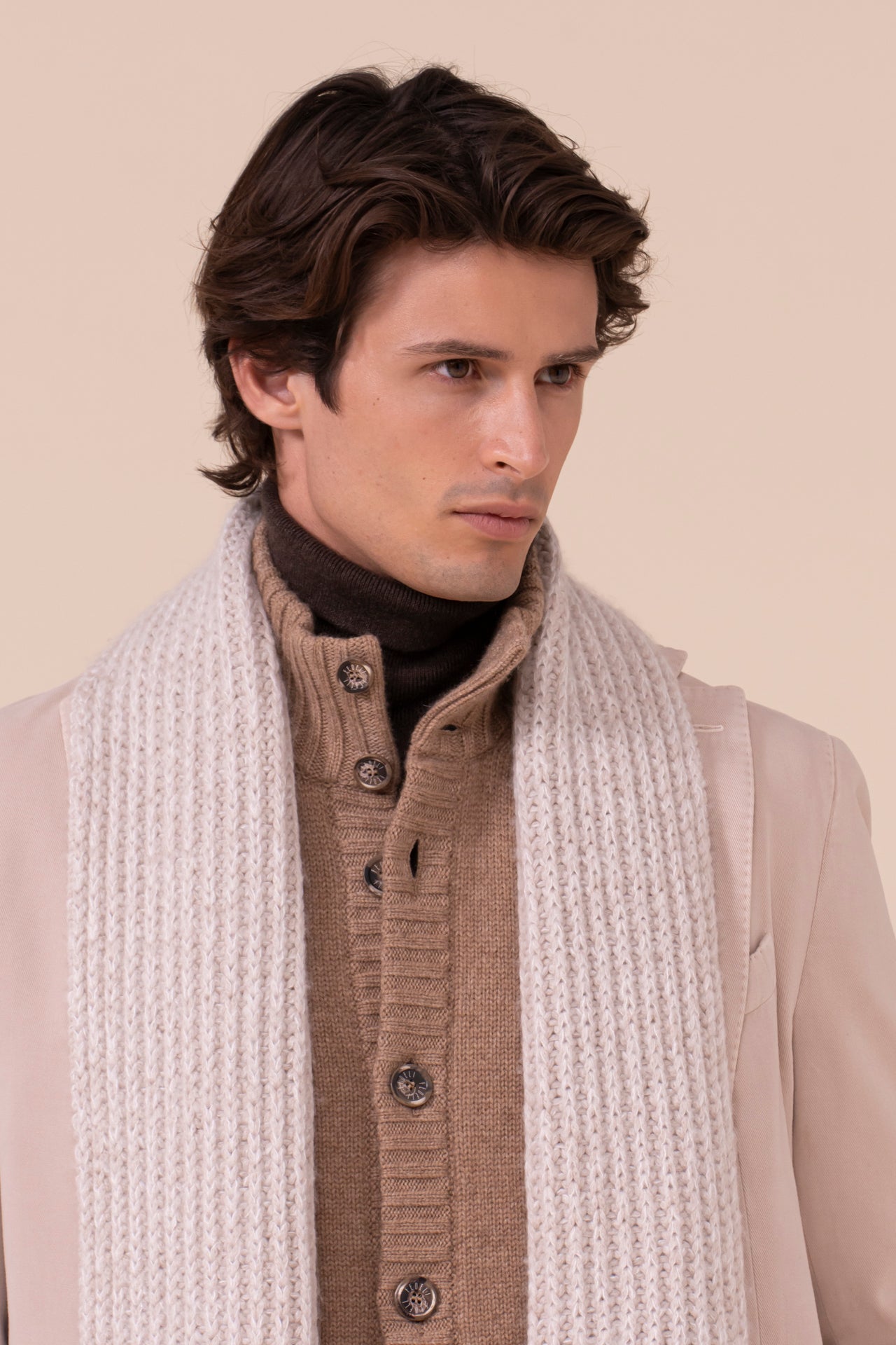 Ghibli Cashmere Piuma Scarf - Bicolor - LINEN