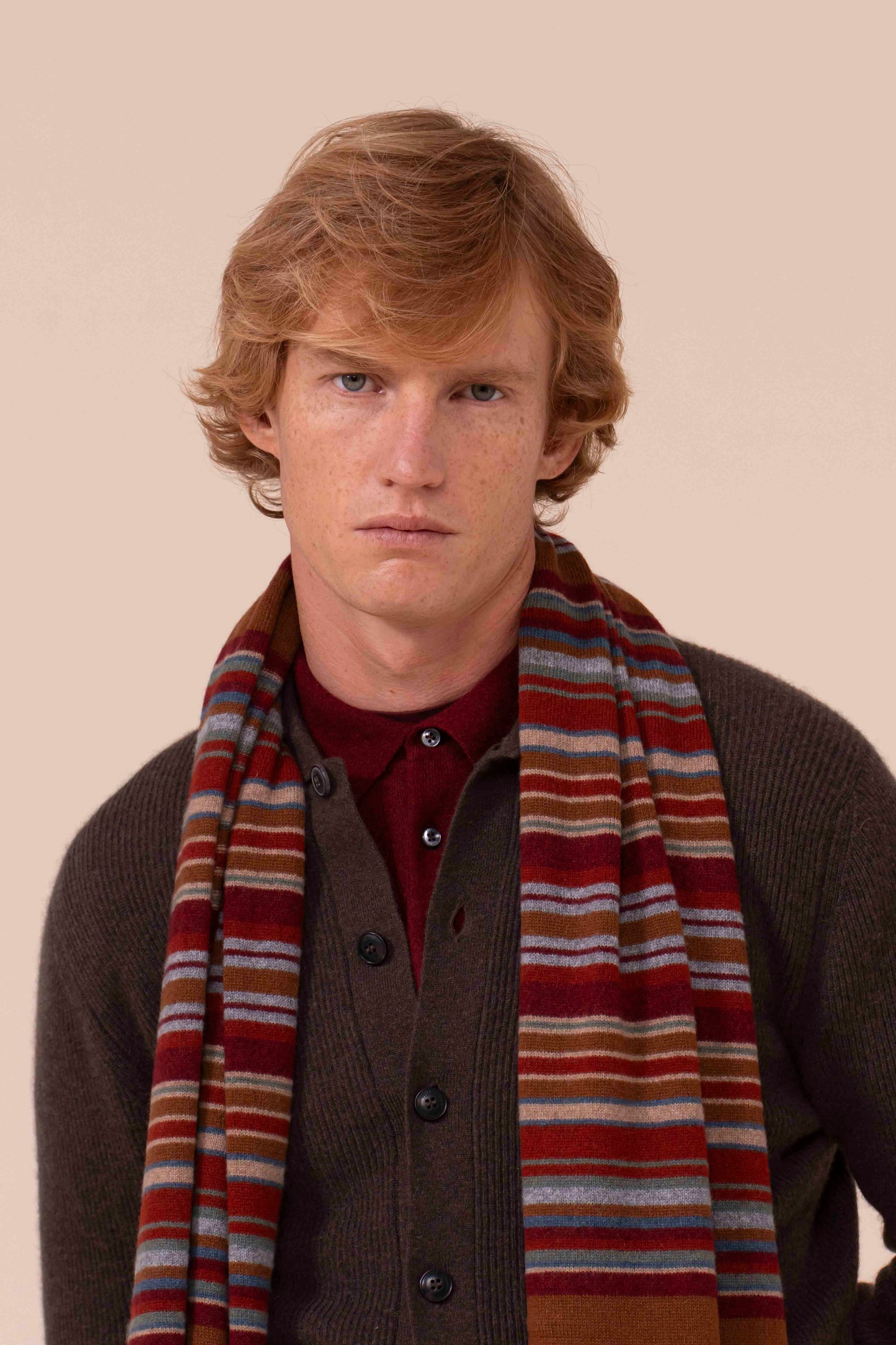 Multicolor Cashmere Scarf - MERLOT