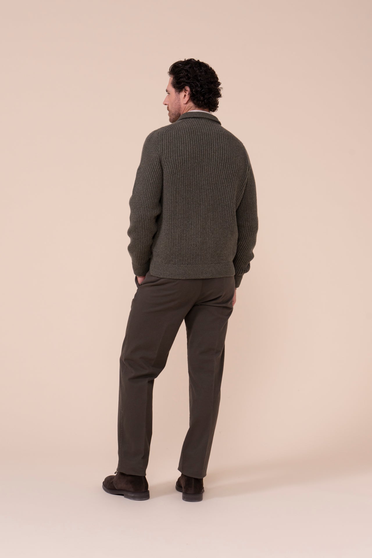 Sand maglia in cashmere con zip - Bicolore - OLIVEGREENMELANGE