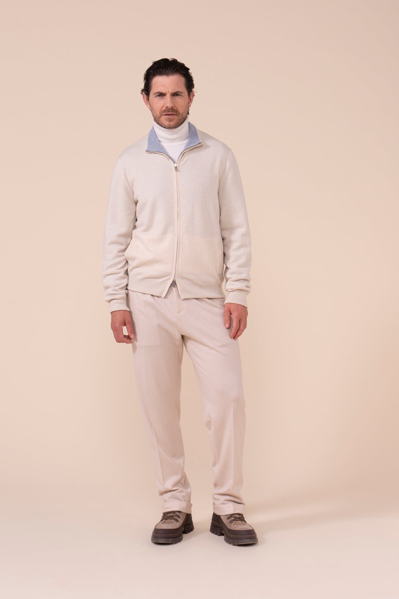 Meet Open Cashmere Full-zip Reversible Sweater - Bicolor - WAVEMELANGE