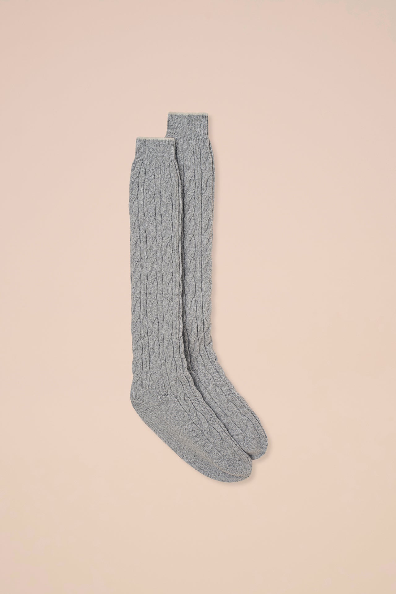 Moulinè Wool and Cashmere Cable Knit Socks - GRAY