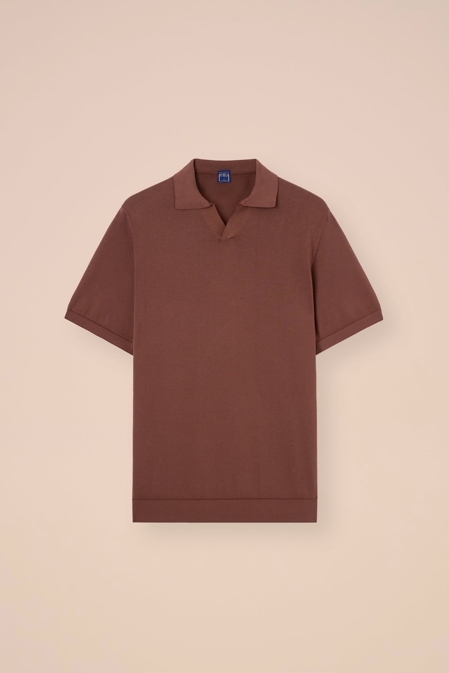 Fuji Giza Organic Cotton V-Neck Knit Polo - OLIVEGREEN