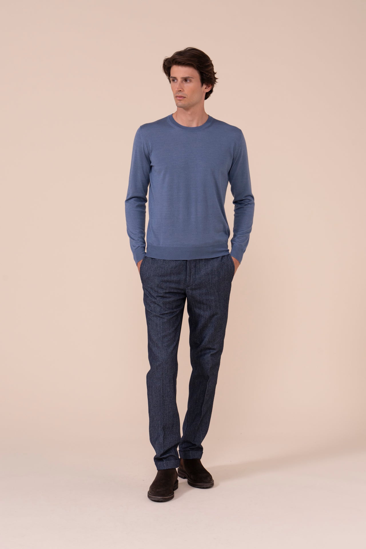 Argentina girocollo in cashmere e seta - DENIM