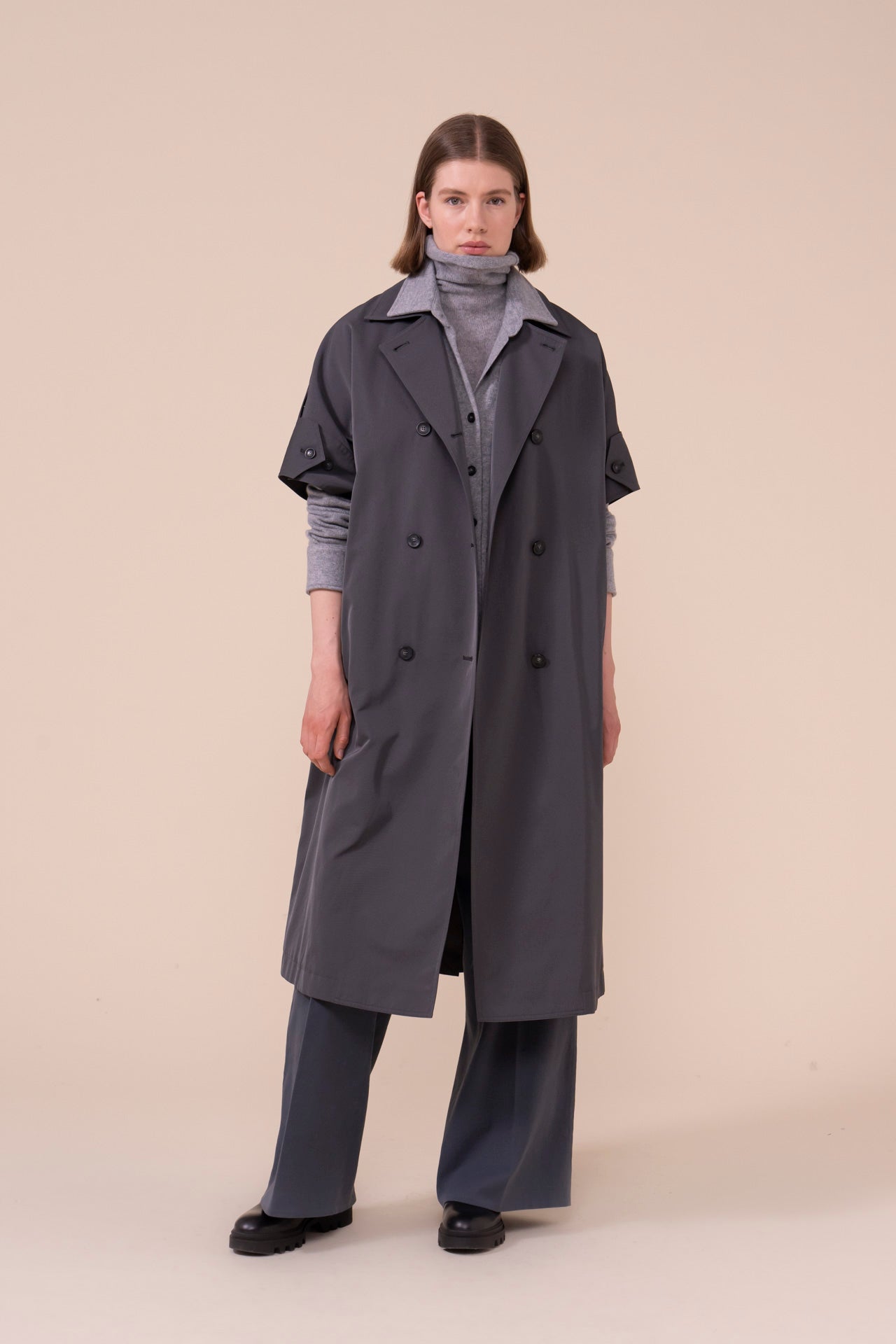 Cobalto trench senza maniche in taffetà tecnico - ANTHRACITE