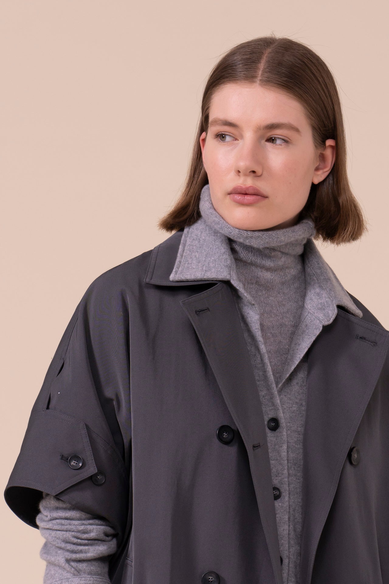 Cobalto trench senza maniche in taffetà tecnico - ANTHRACITE