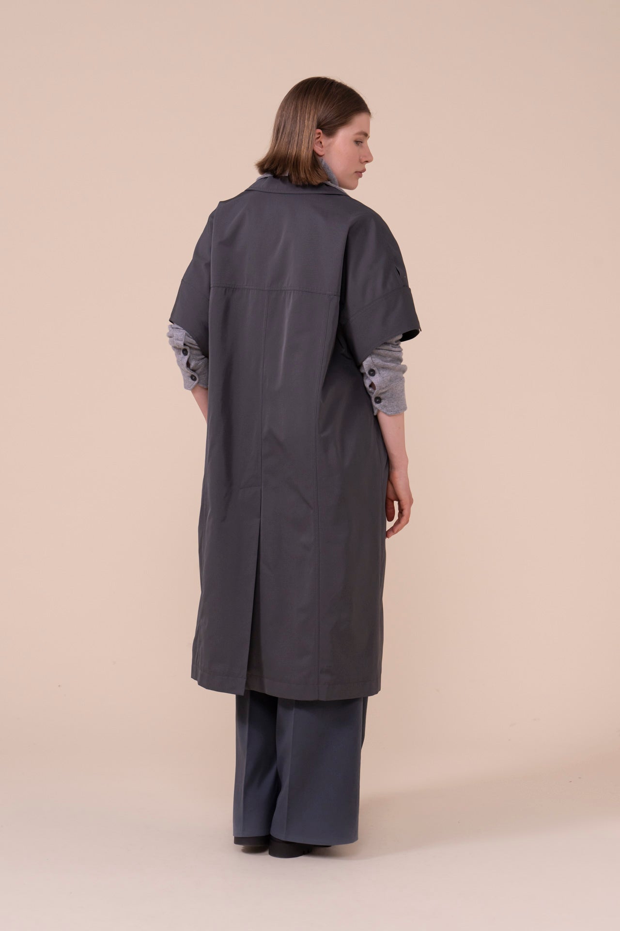 Cobalto trench senza maniche in taffetà tecnico - ANTHRACITE
