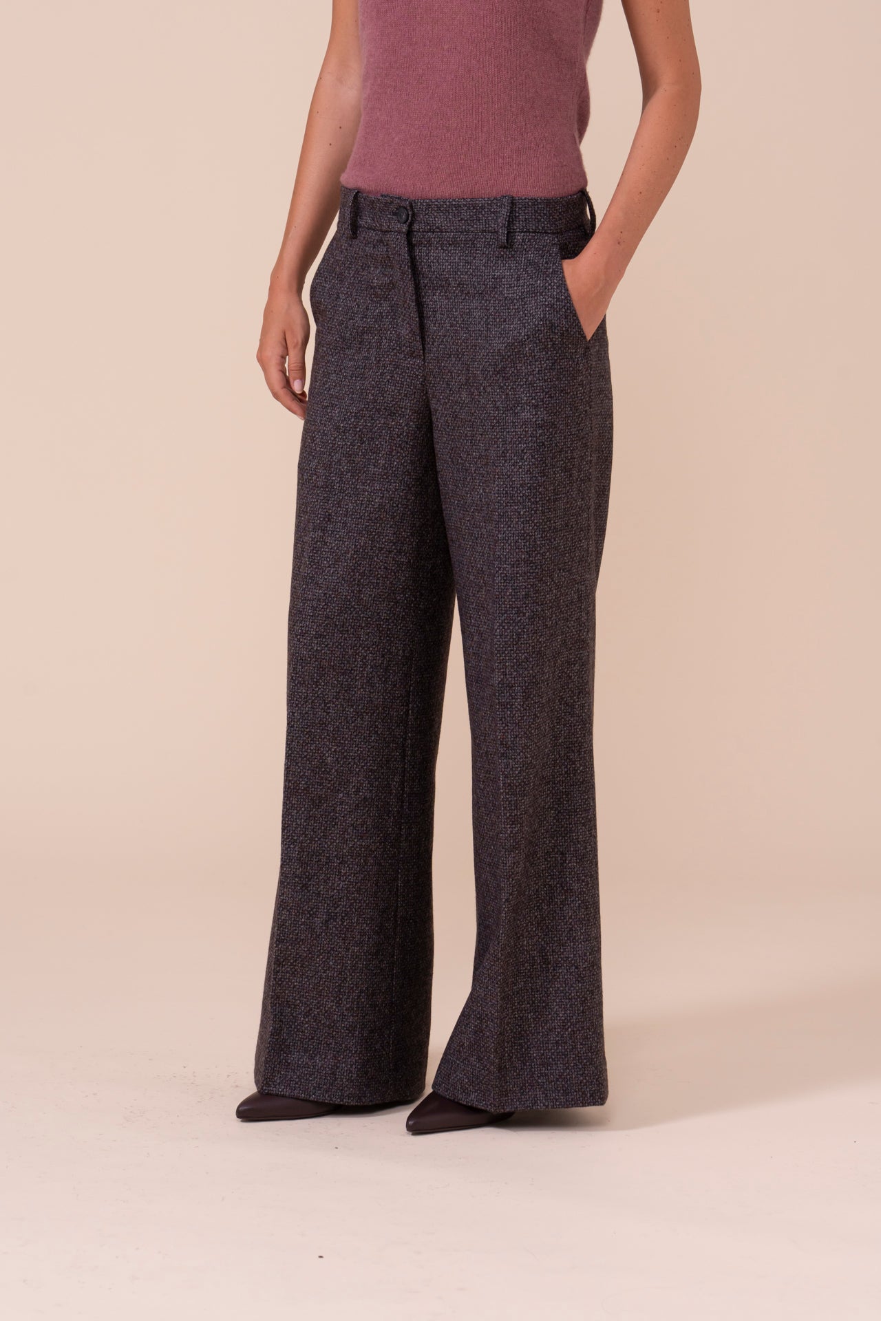 Gloria Wool and Alpaca Wide Leg Pants - DARKCHOCOLATE