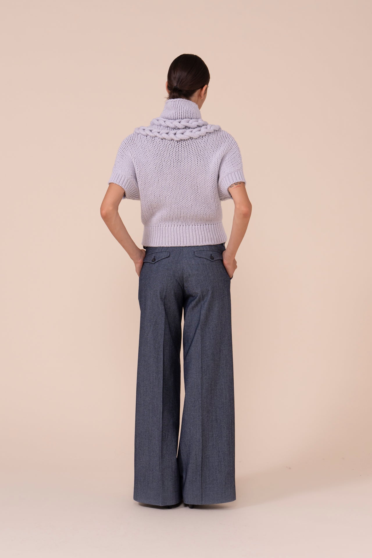 Gloria Wool and Cotton Gabardine Wide Leg Pants - 4