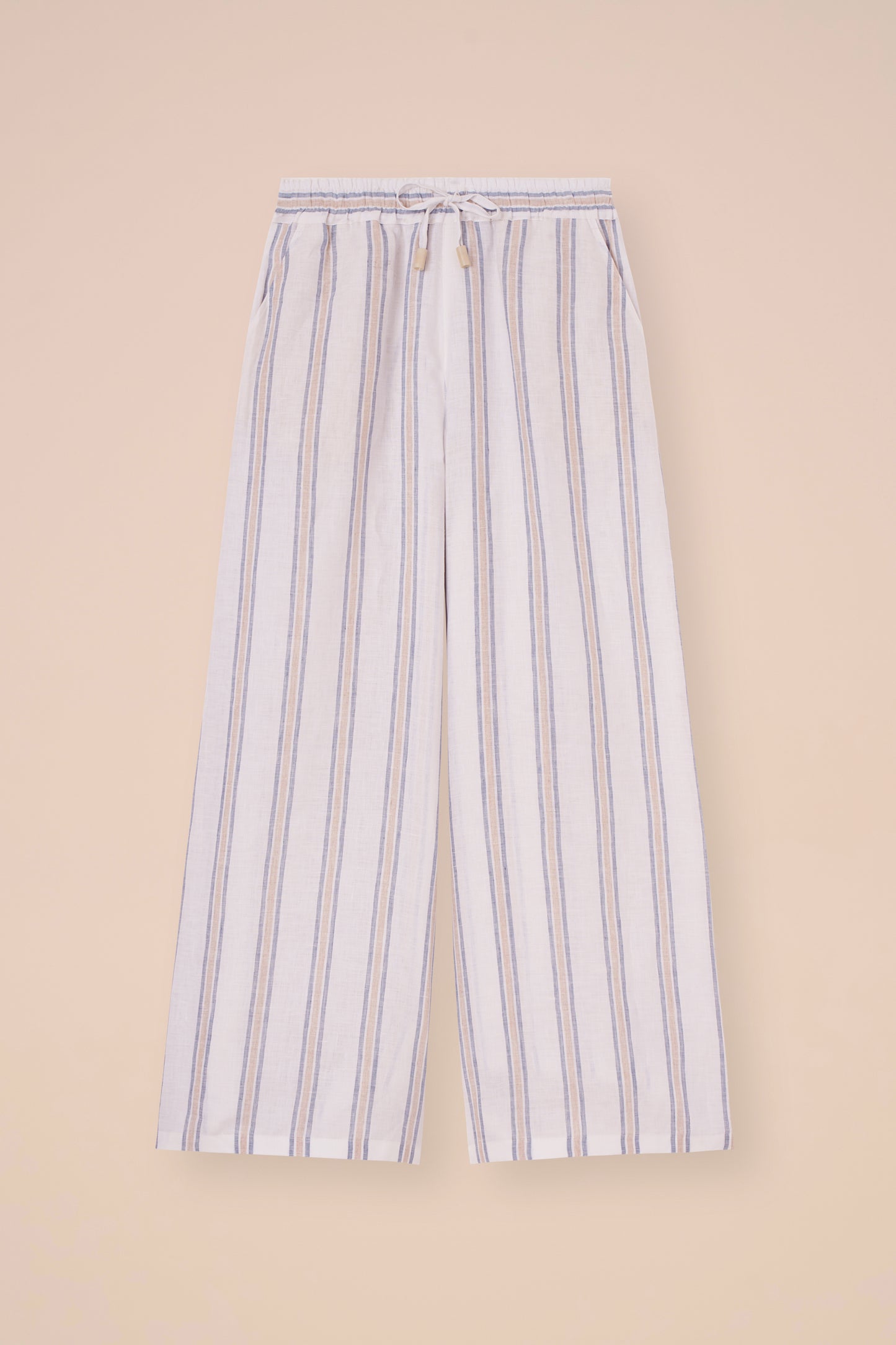 New Diana pantaloni a gamba ampia in lino Miami - WHITE
