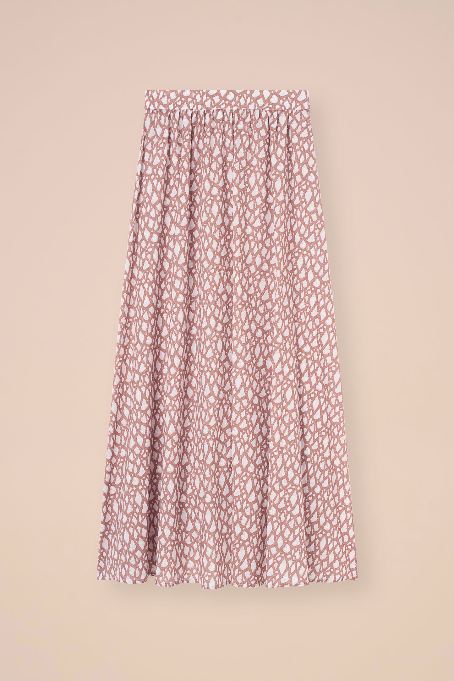 Ustica gonna in voile cotone stampato - Fantasia conchiglie - SIENNA