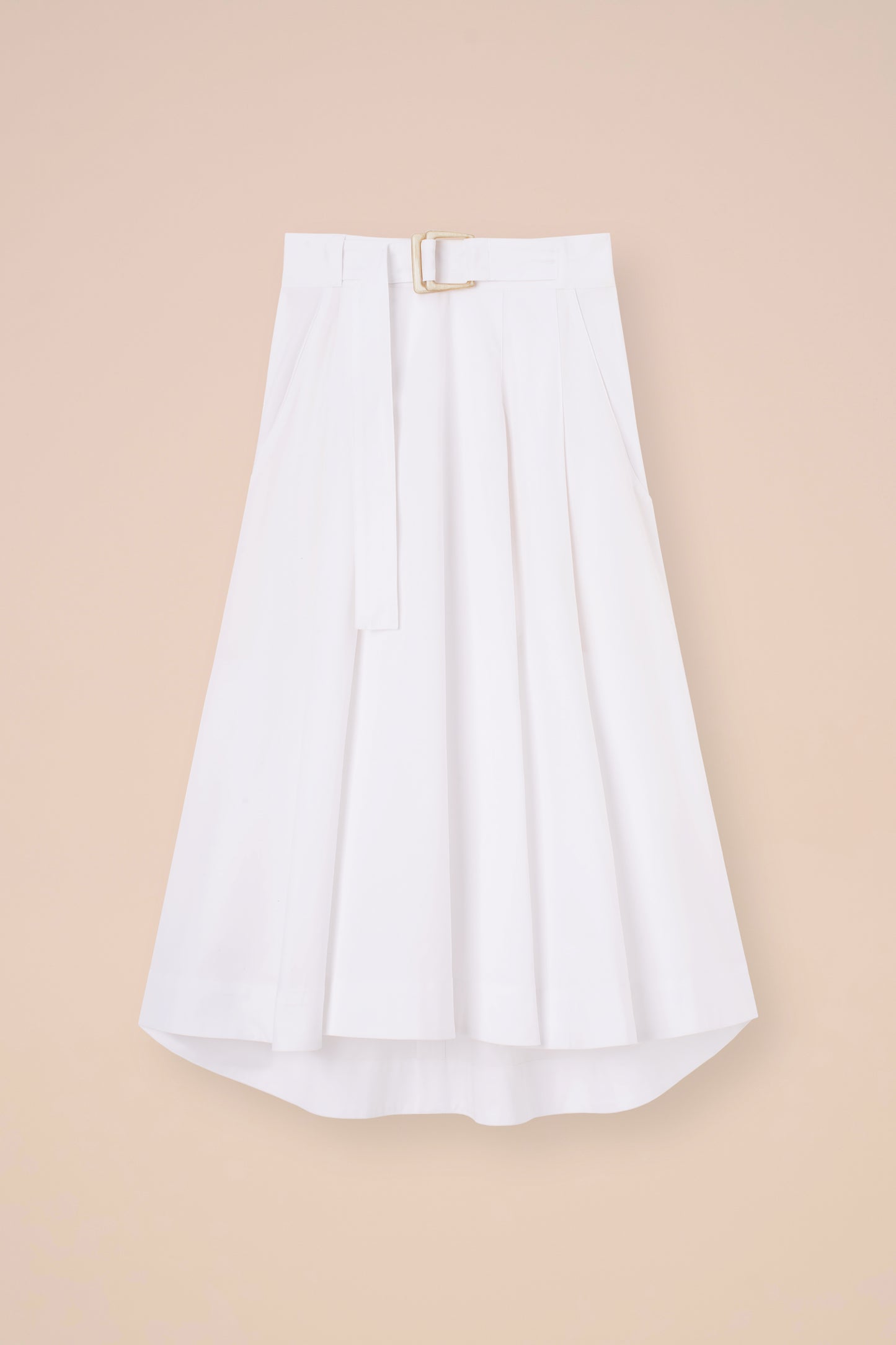 Vincenzo Cotton Gabardine Midi Skirt - WHITE