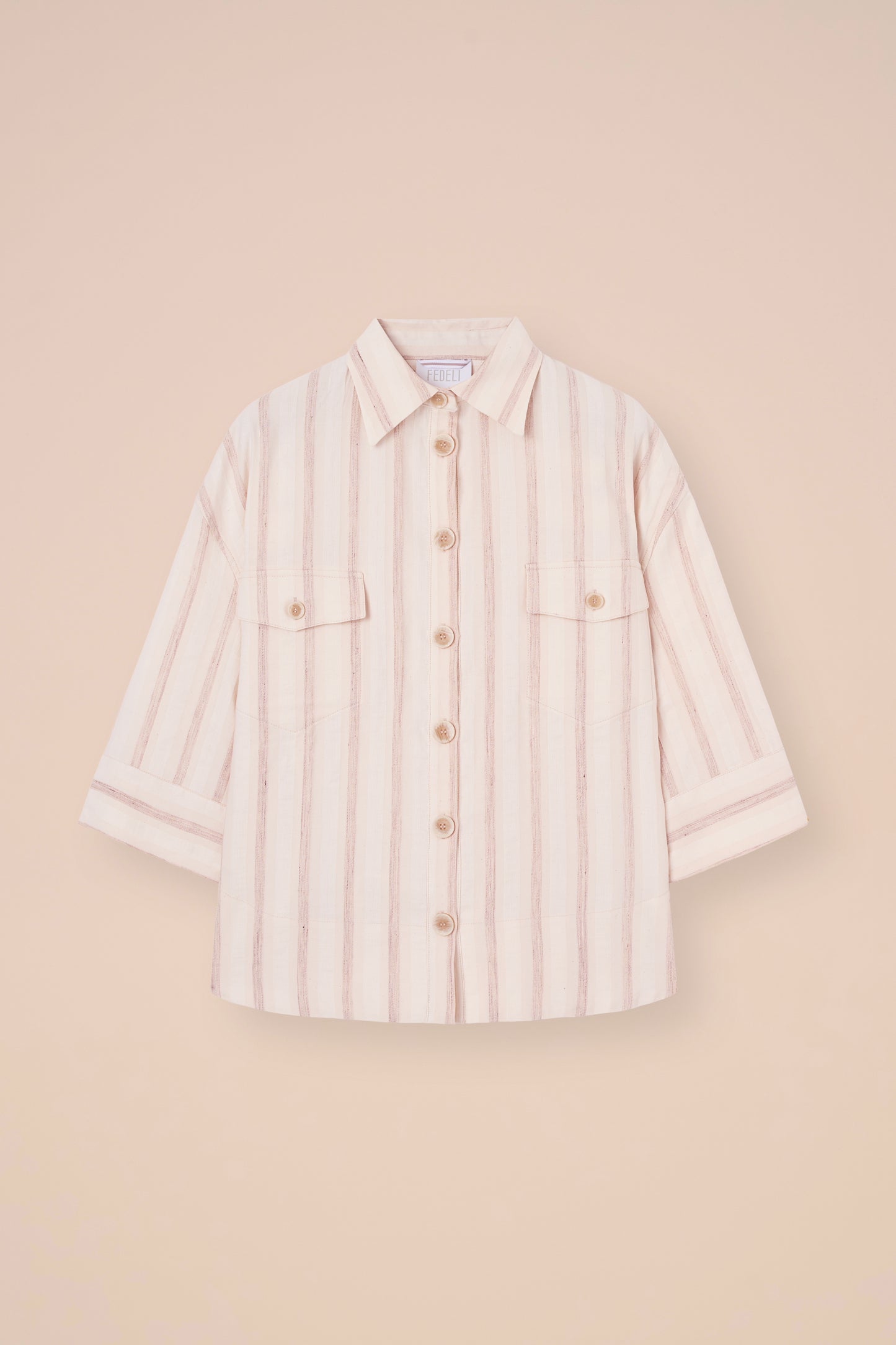 Gil Cotton and Linen Striped Overshirt - LINEN