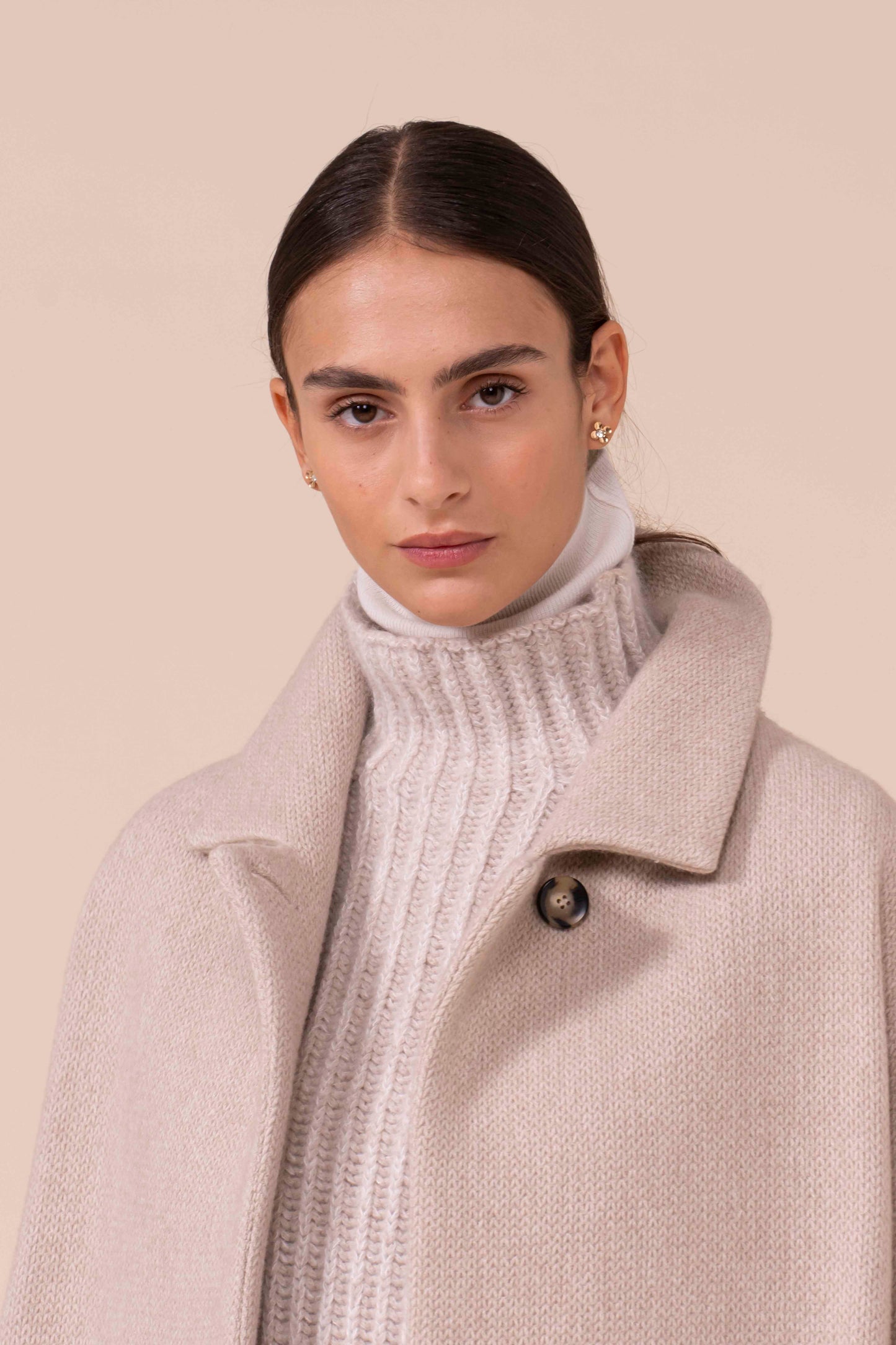 Tormaline overcoat in lana seta e cashmere - ALMOND