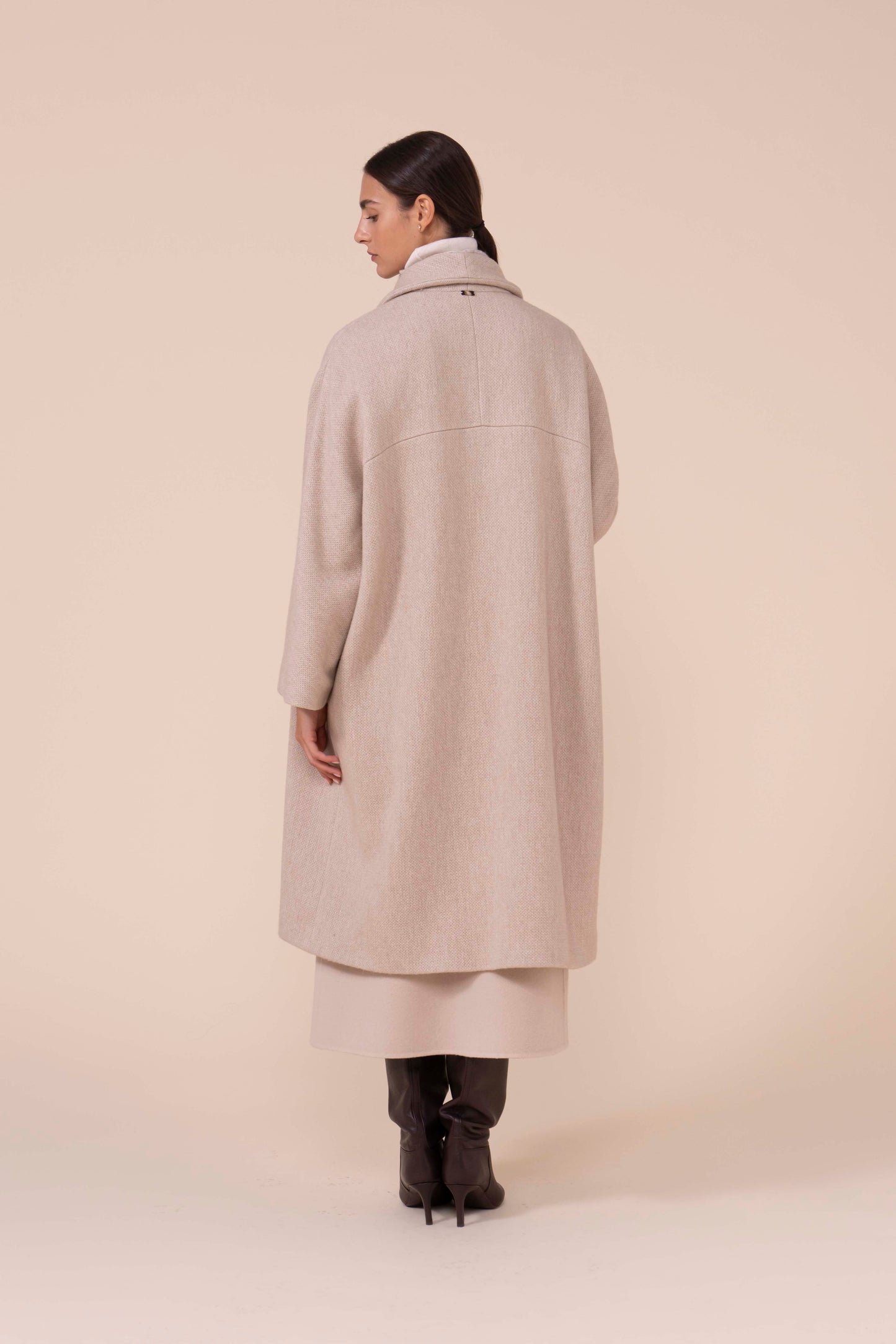Tormaline overcoat in lana seta e cashmere - ALMOND