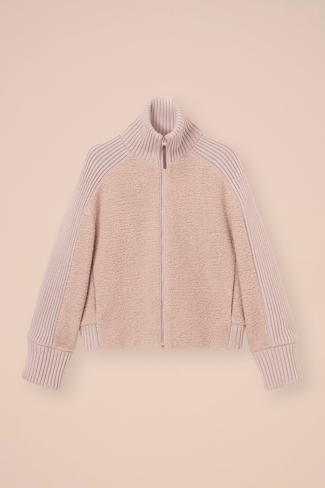 Perlato bomber teddy in cashmere e seta - TAN