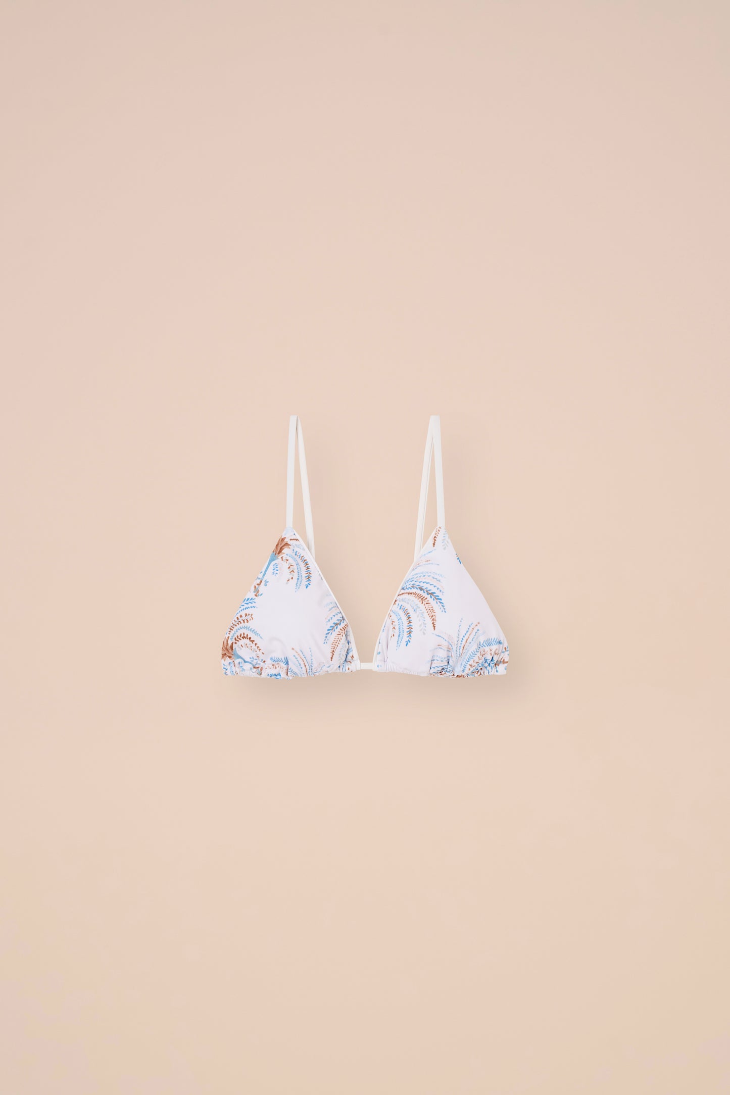 Carolina Bikini Triangle Top - Palms Pattern - CORNFLOWERBLUE