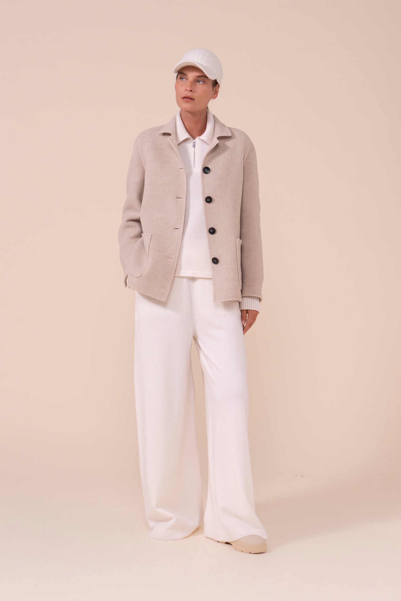 Cambridge giacca in lana e cashmere - ALMOND