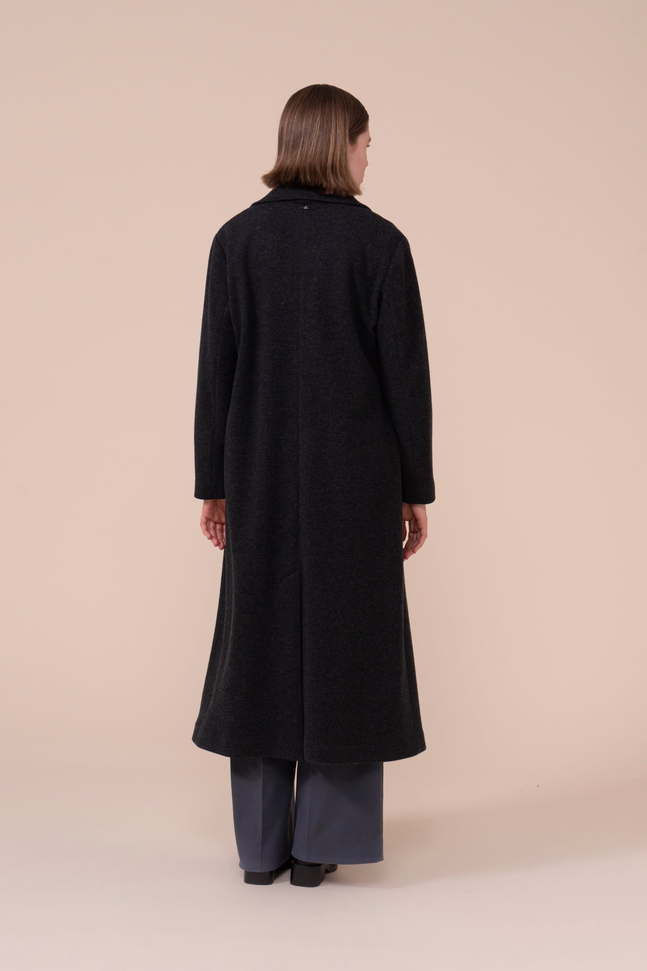Sylva Cashmere Flanel Double Long Coat - ANTHRACITEMELANGE