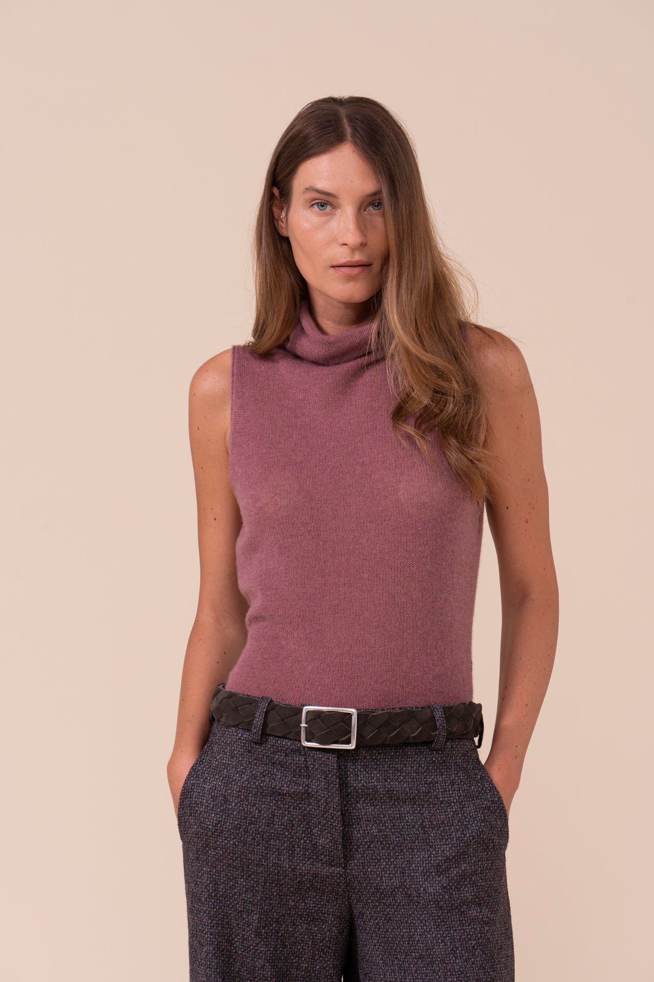 Venezia cintura in suede e nappa - Reversibile - DARKCHOCOLATE