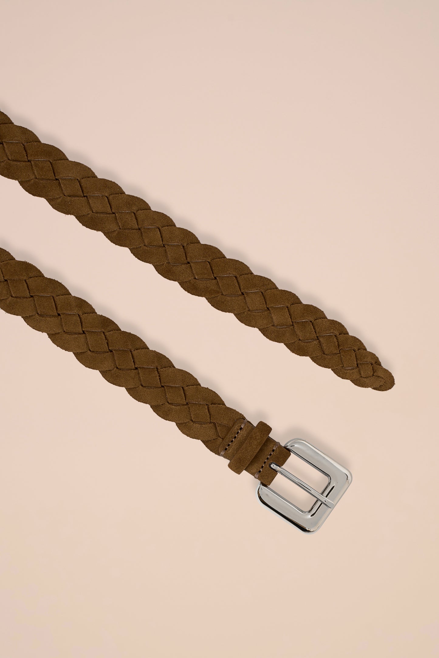 Cintura intrecciata in suede e nappa reversibile - CHALK